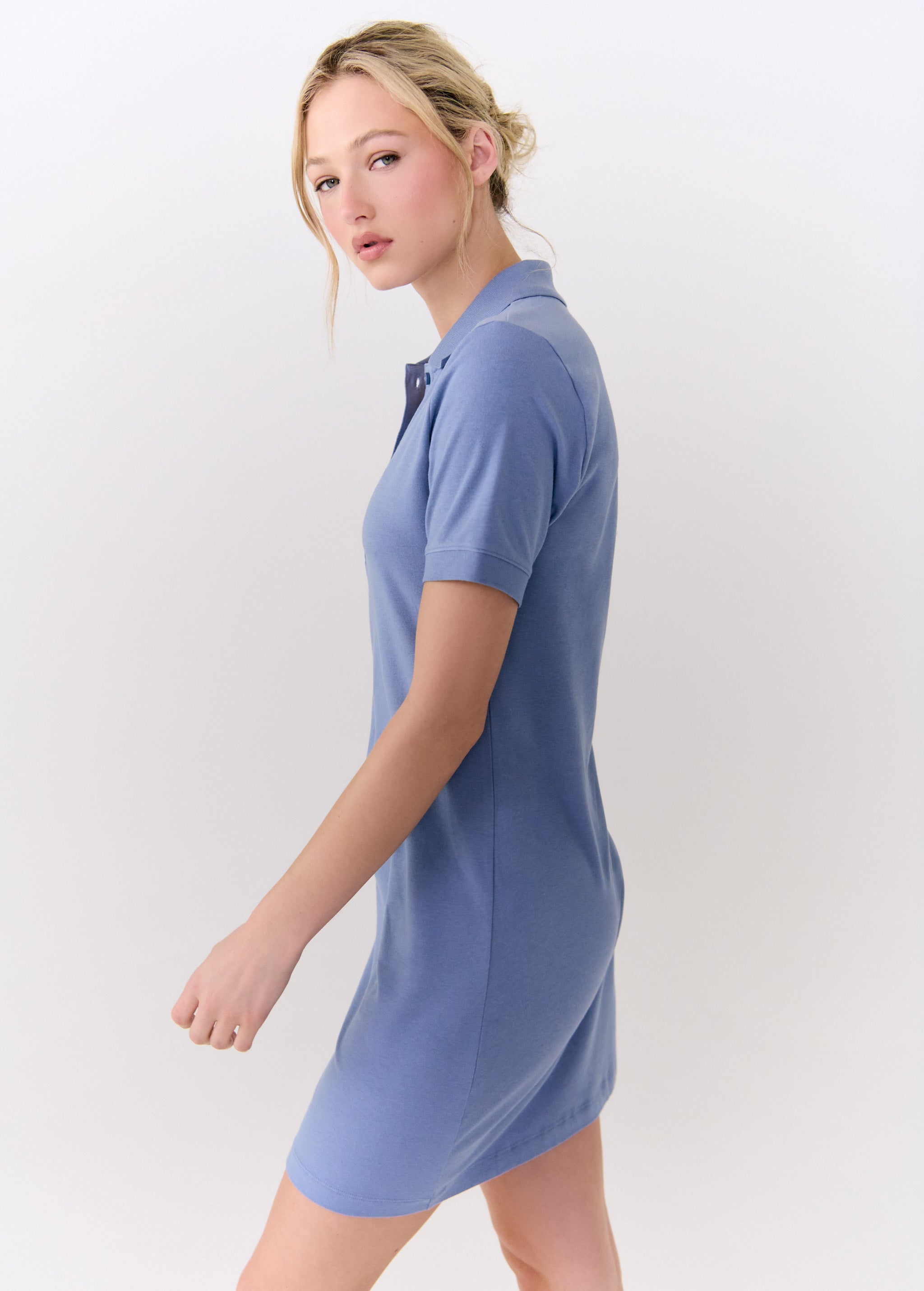 Lolë Effortless Polo Dress in Storm periwinkle — your perfect go-to dress, no matter the occasion