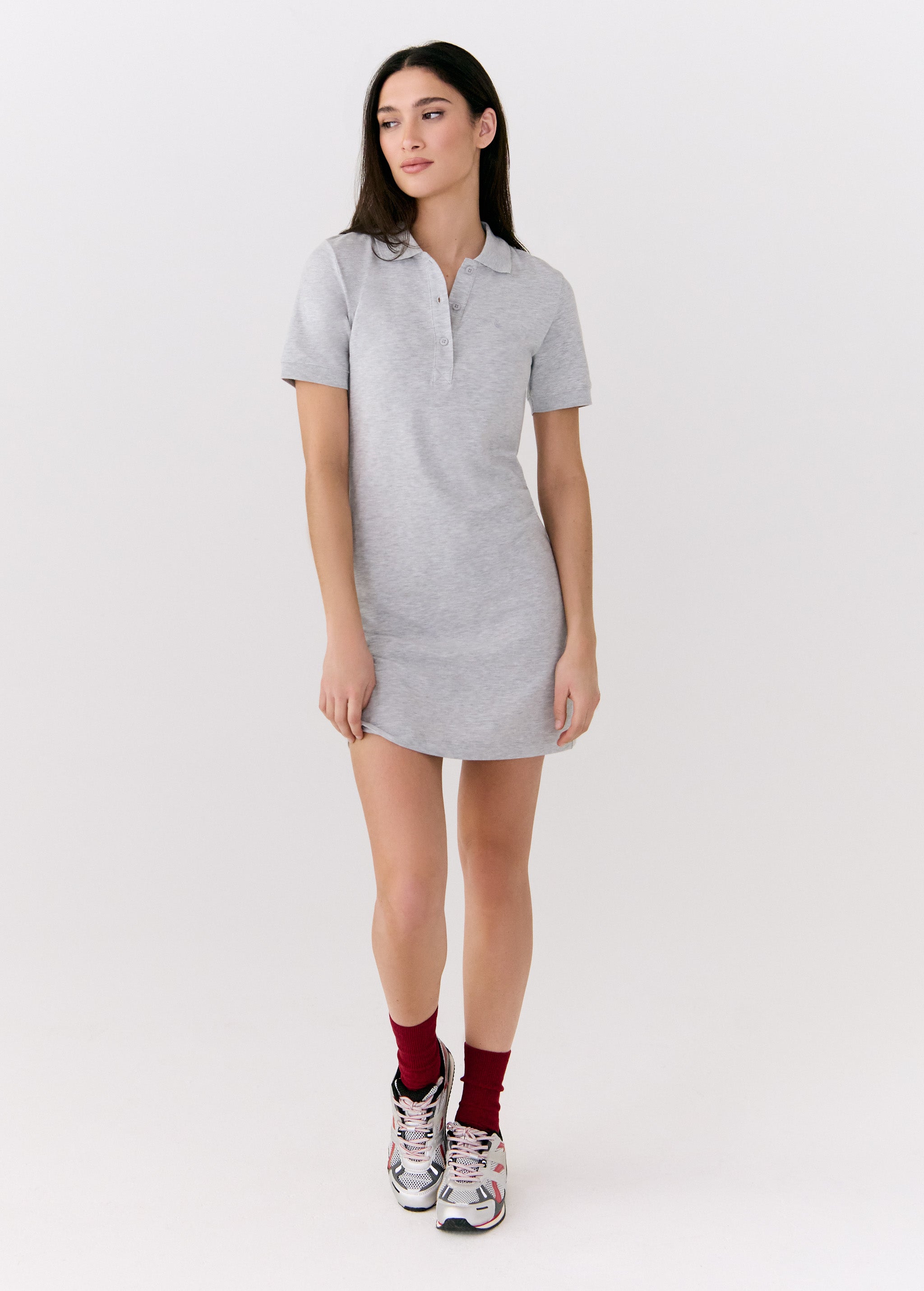 Lolë Effortless Polo Dress in grey — your perfect go-to dress, no matter the occasion