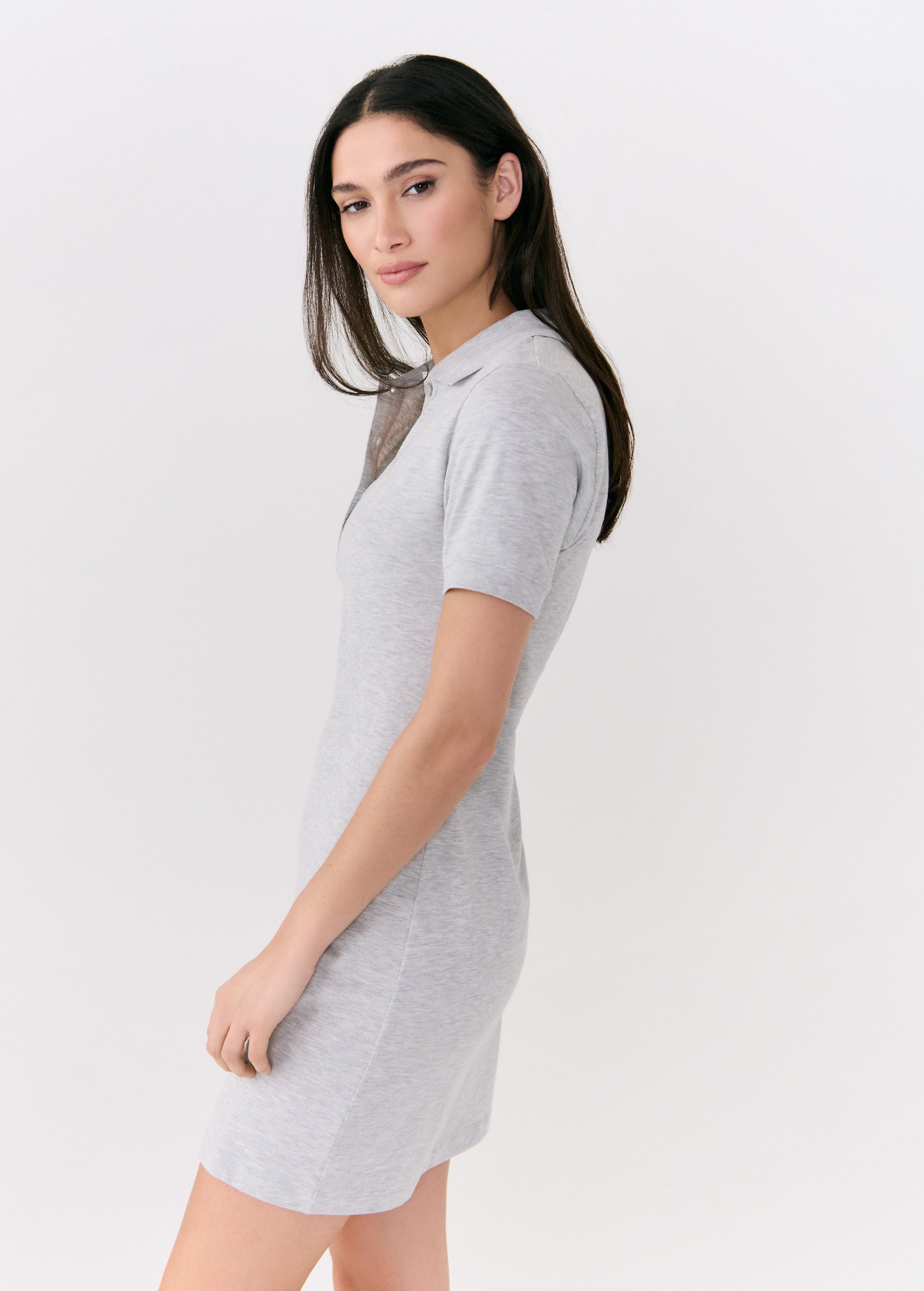 Lolë Effortless Polo Dress in grey — your perfect go-to dress, no matter the occasion