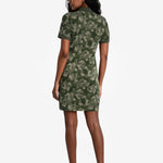 Lolë Effortless Polo Dress in olive green floral print — your perfect go-to dress, no matter the occasion