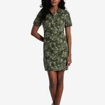 Lolë Effortless Polo Dress in olive green floral print — your perfect go-to dress, no matter the occasion