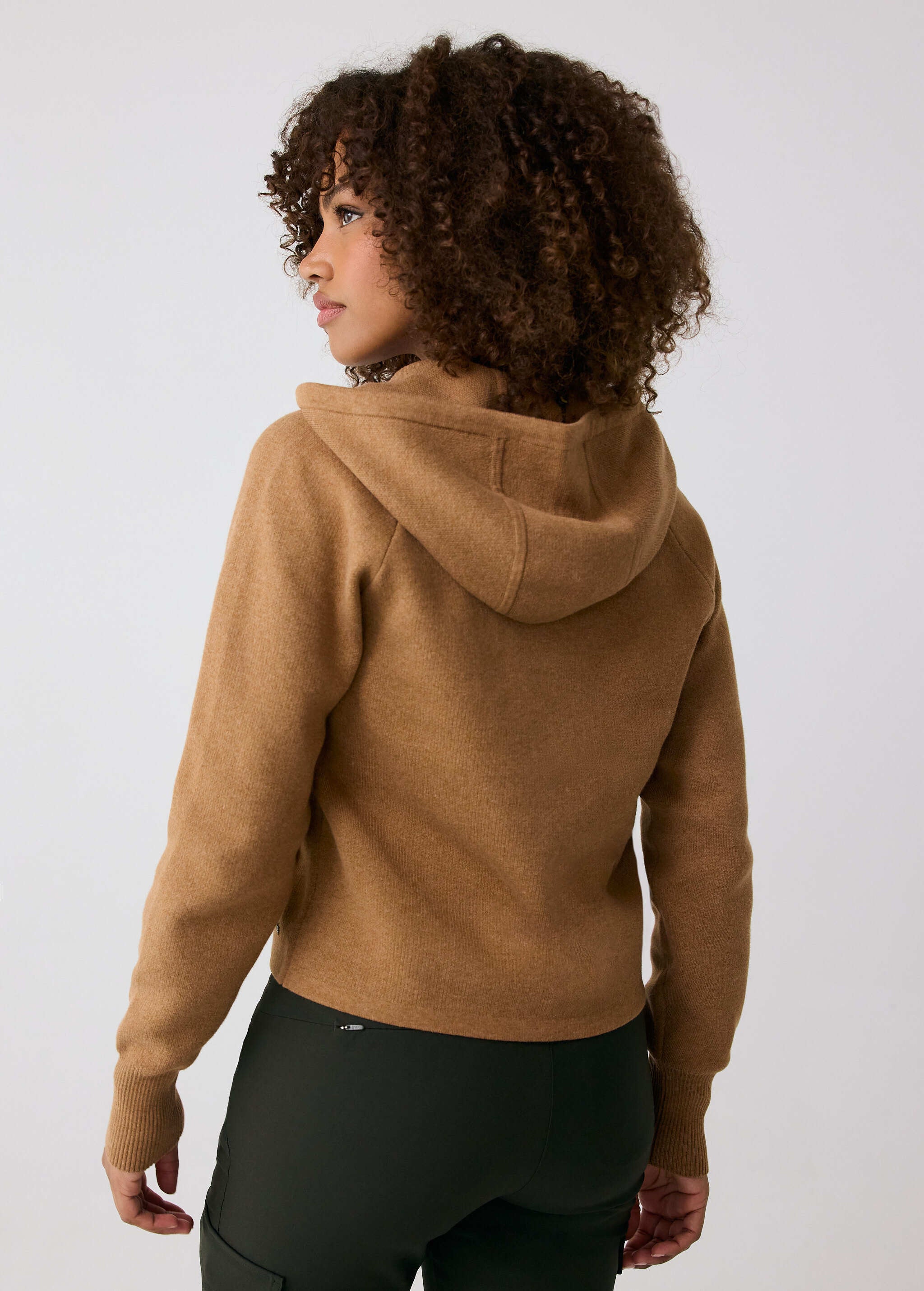 Lolë Willow Zip Cardigan in Carmel tan