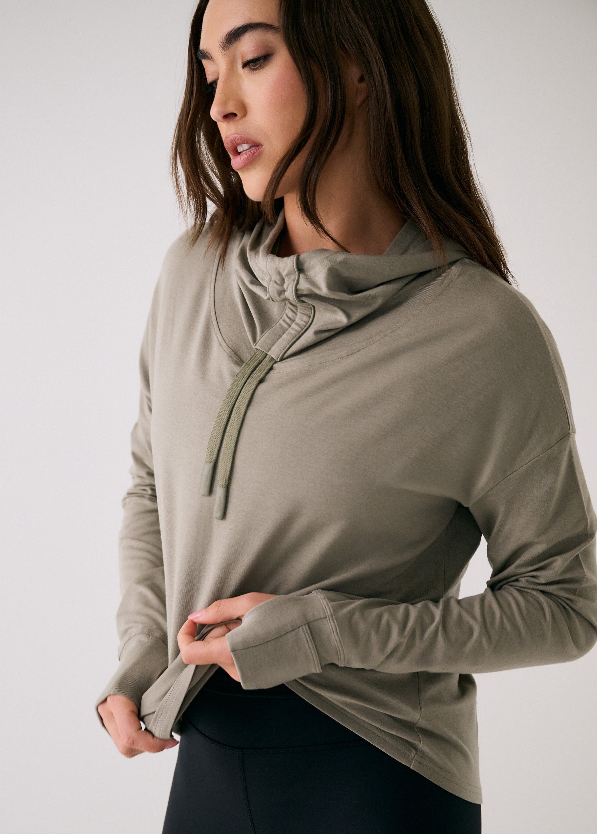 Lolë Dynamic Hoodie in Hazel sage green