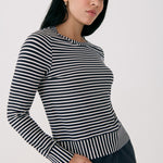 Lolë Dynamic Long Sleeves in navy stripe