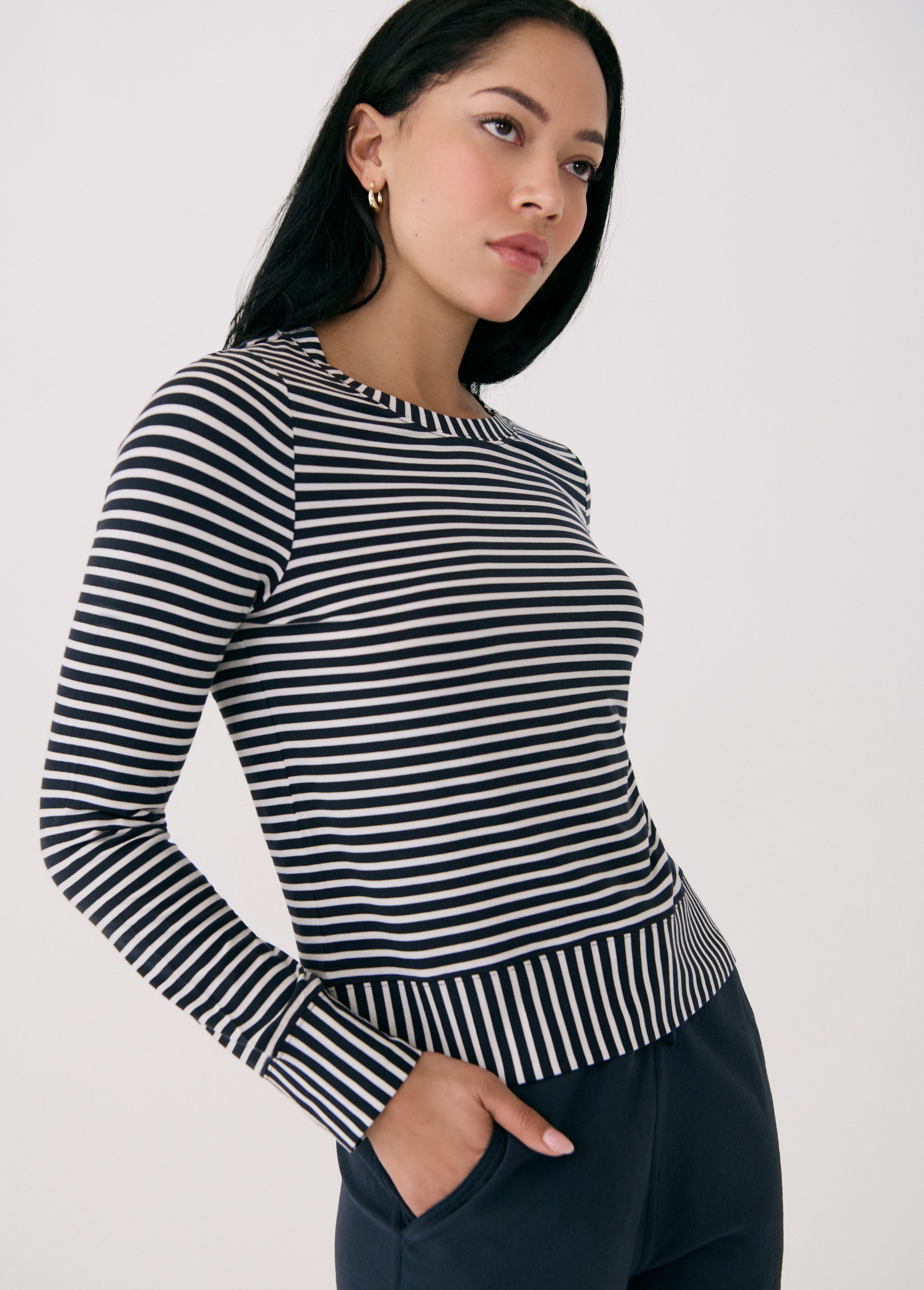 Lolë Dynamic Long Sleeves in navy stripe
