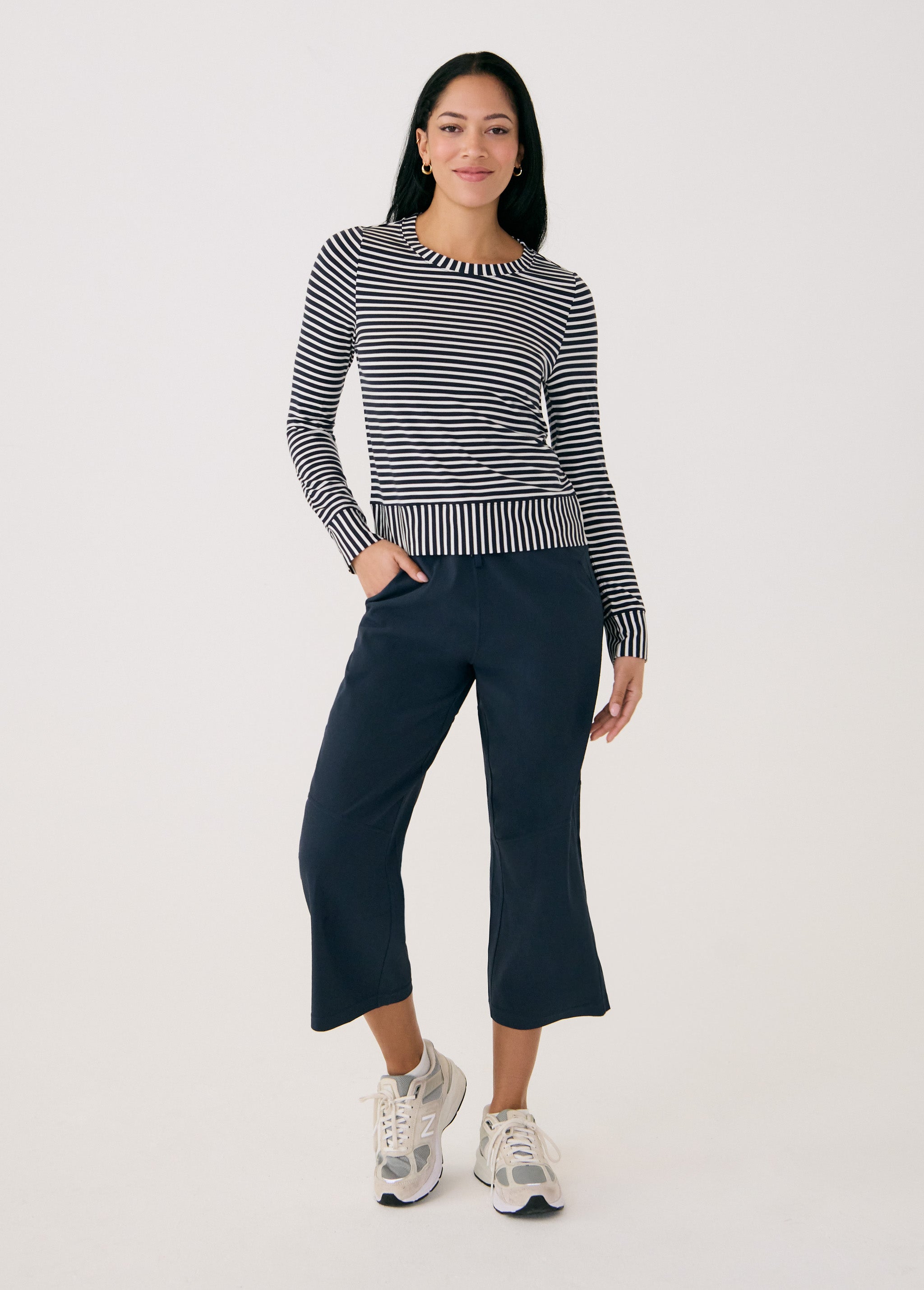 Lolë Dynamic Long Sleeves in navy stripe