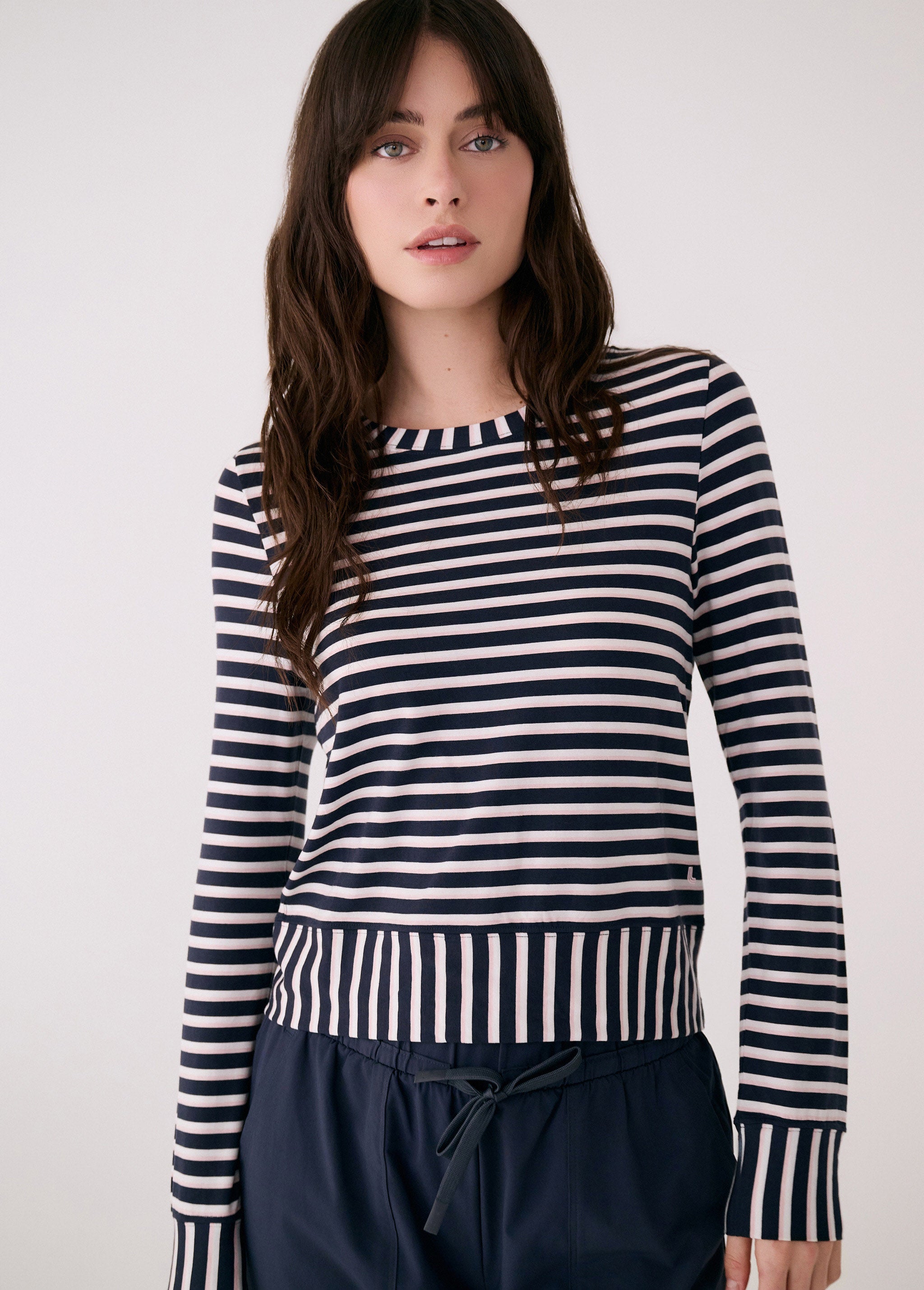 Lolë Dynamic Long Sleeves in navy stripe