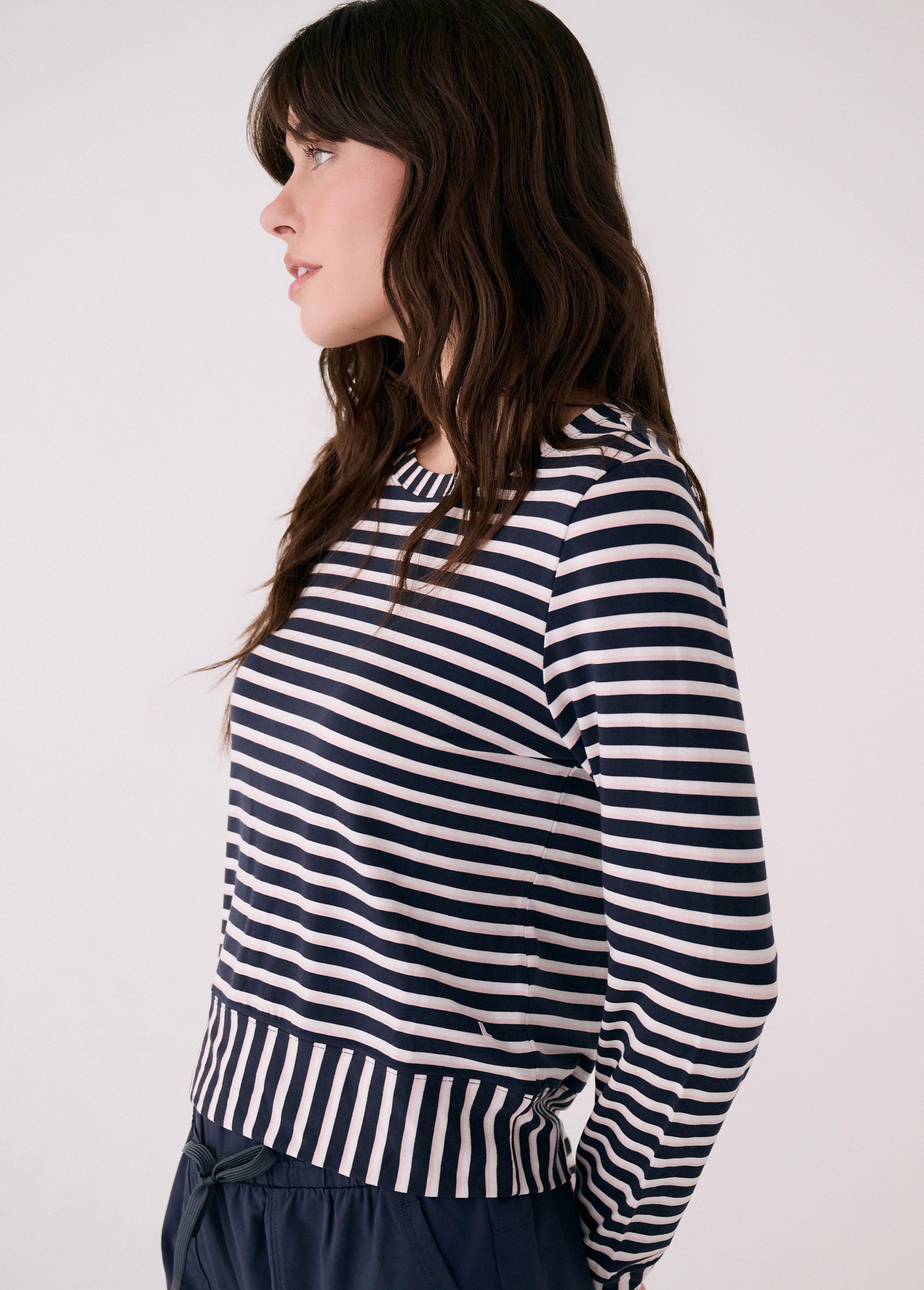 Lolë Dynamic Long Sleeves in navy stripe