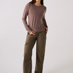 Lolë Dynamic Long Sleeves in brown stripe