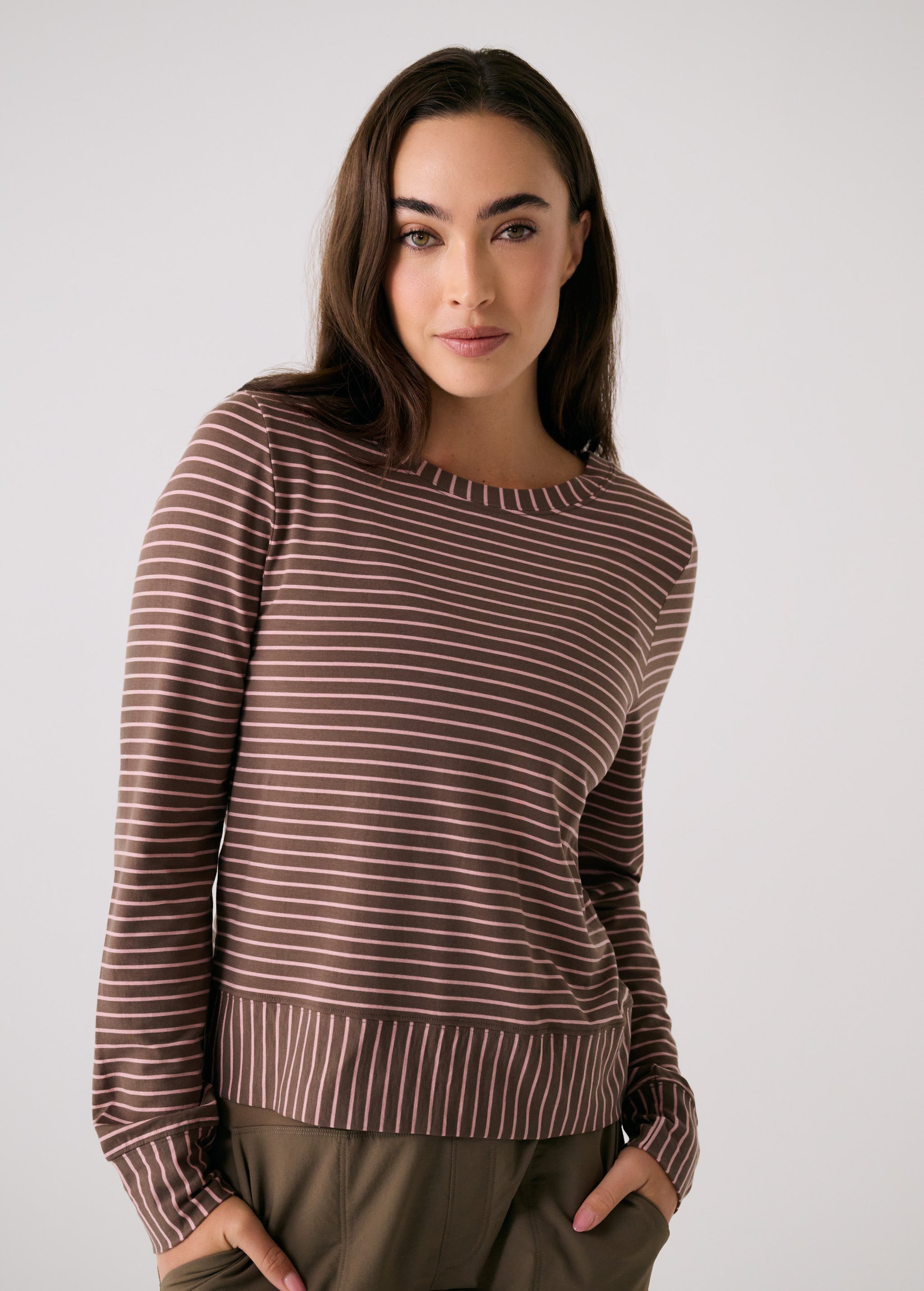 Lolë Dynamic Long Sleeves in brown stripe