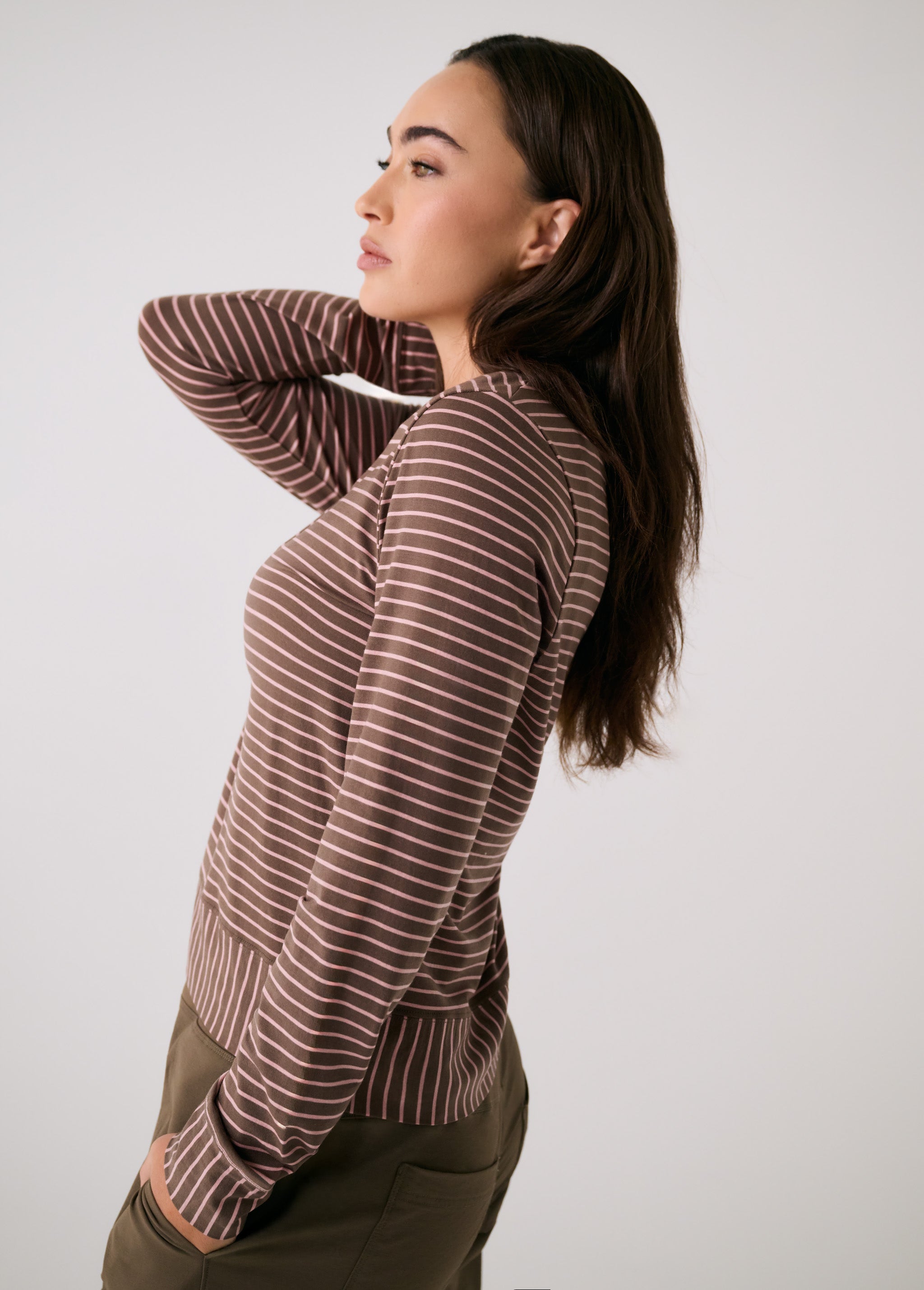 Lolë Dynamic Long Sleeves in brown stripe