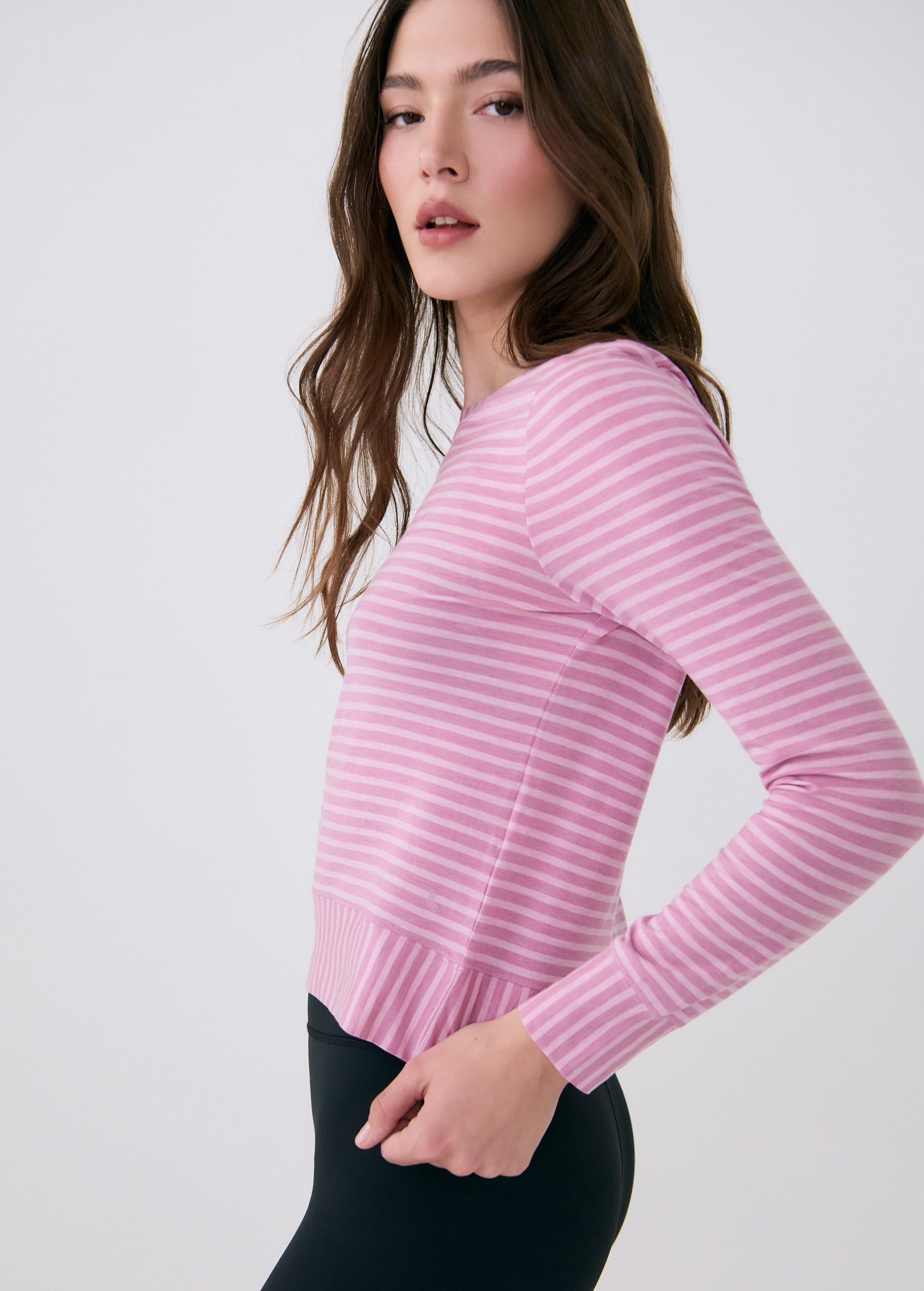 Lolë Dynamic Long Sleeves in pink stripe