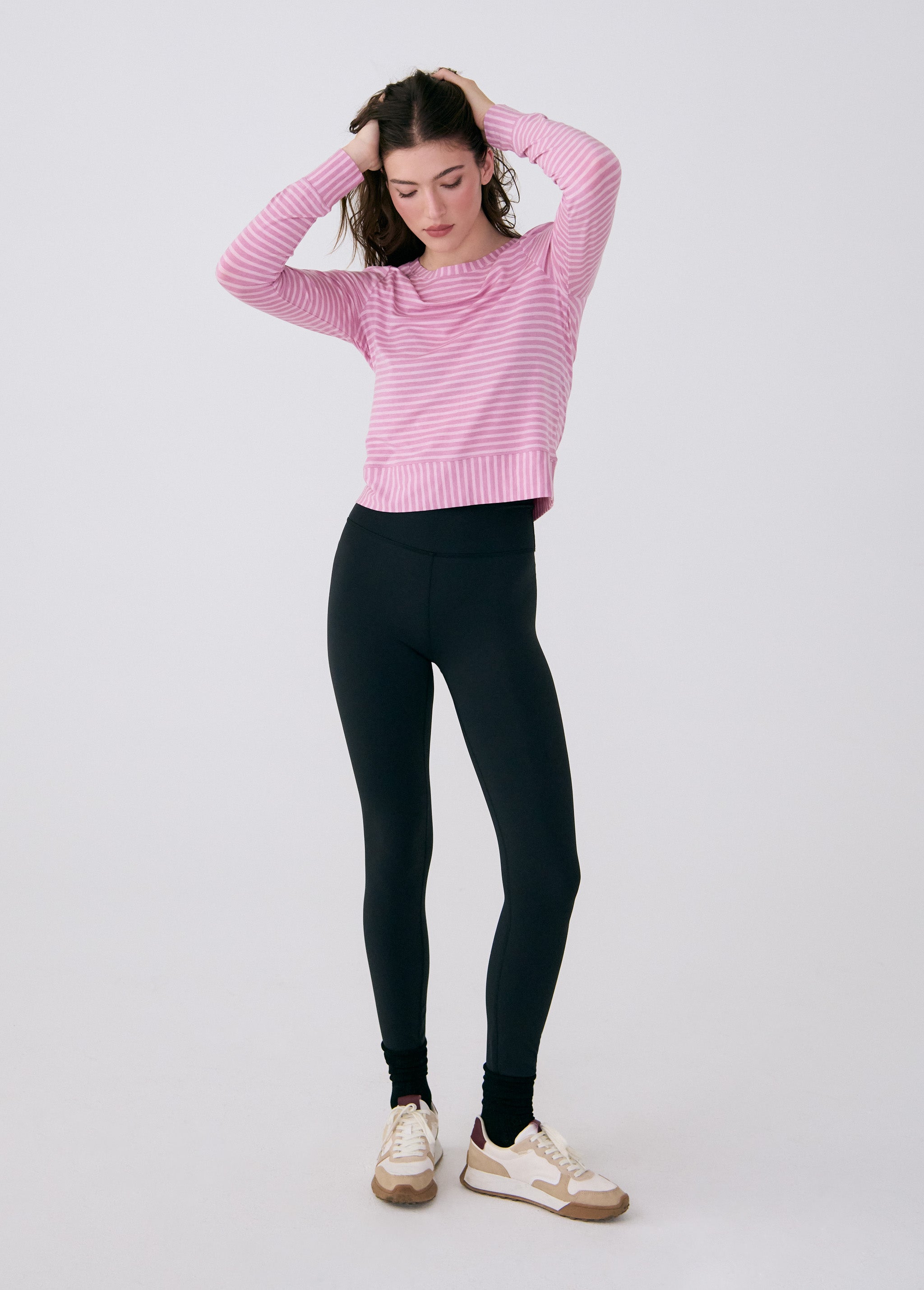 Lolë Dynamic Long Sleeves in pink stripe