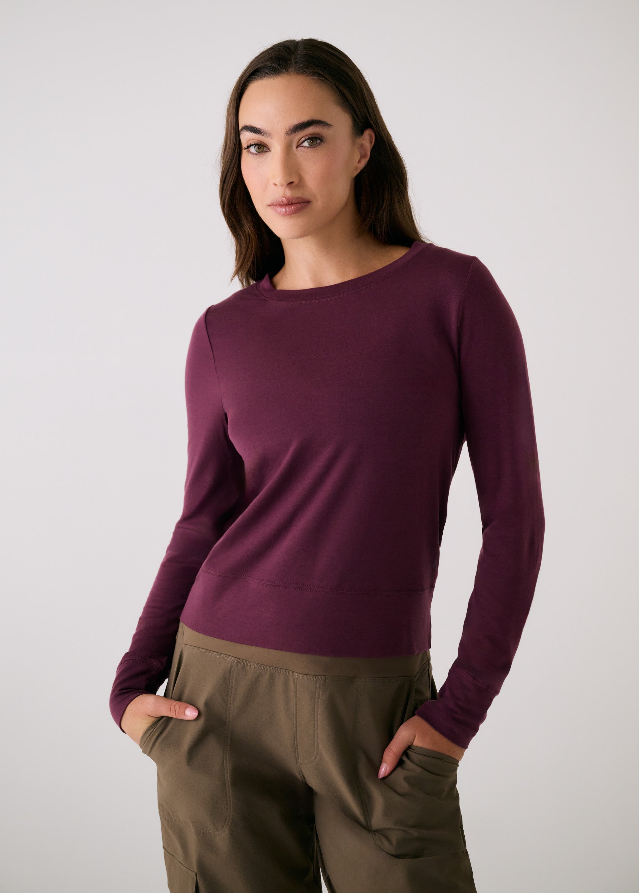 Lolë Dynamic Long Sleeves in burgundy