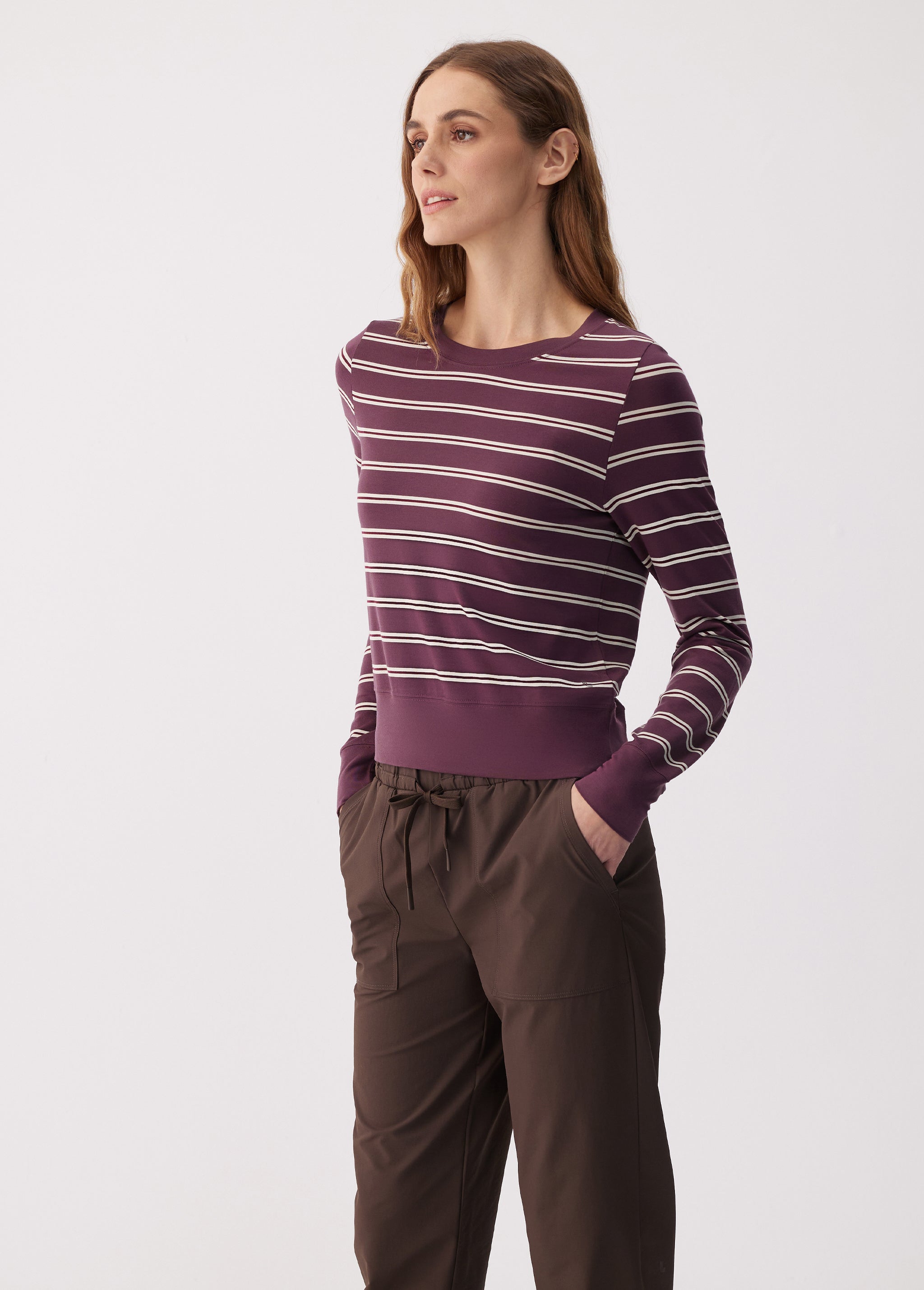 Lolë Dynamic Long Sleeves in purple stripe