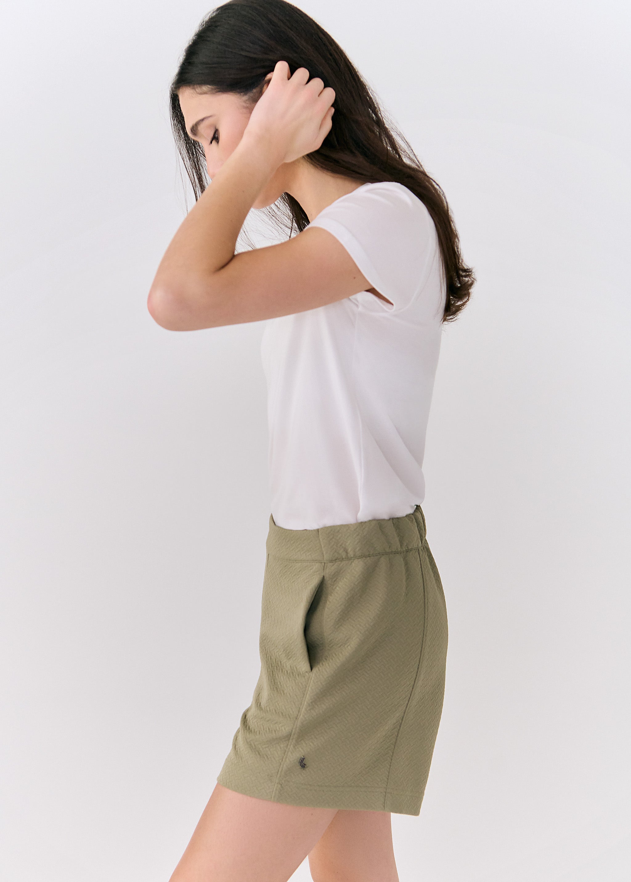 Lolë City Shorts in Hazel sage green