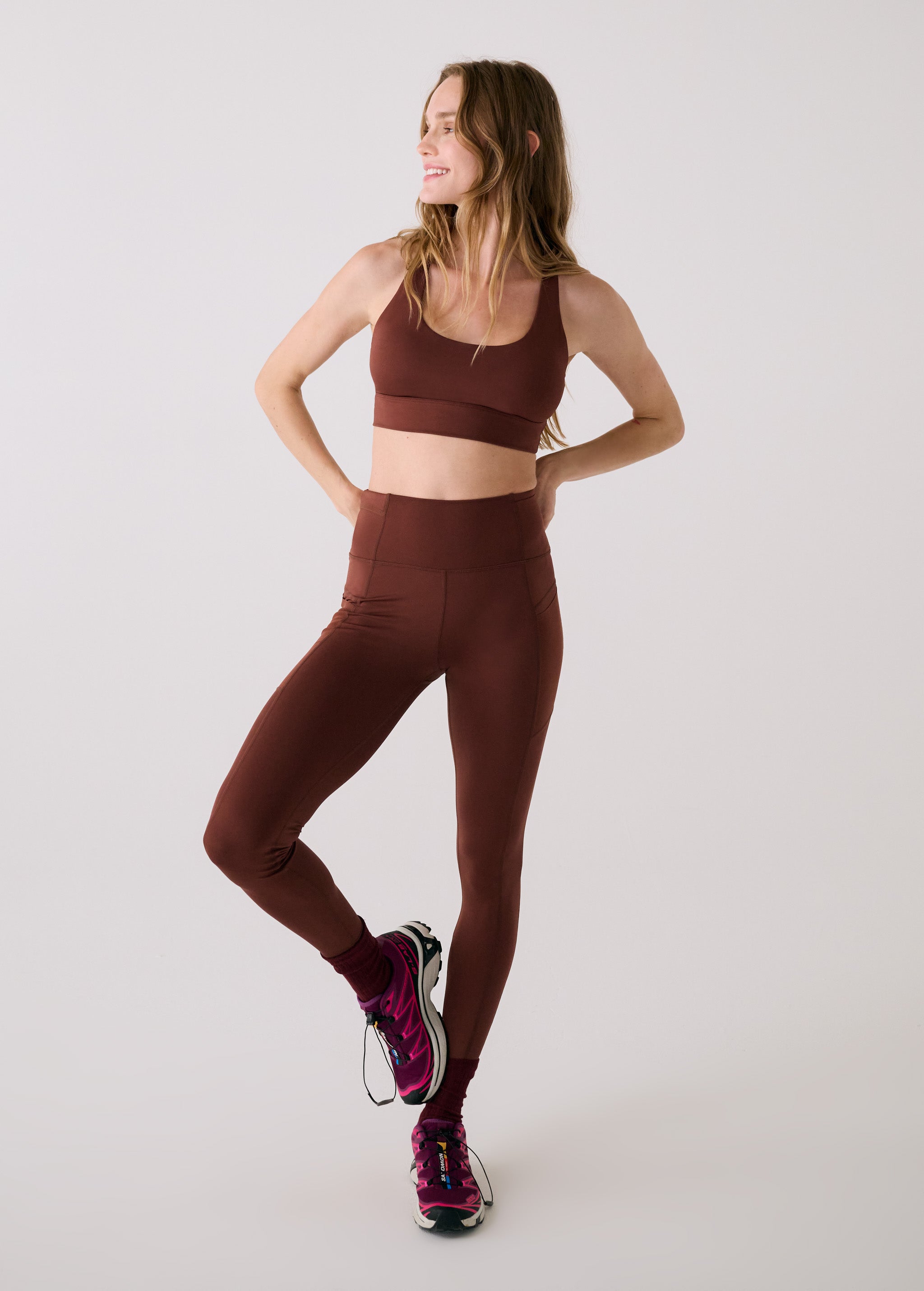 Lolë Action Ankle Leggings in Sienna brown