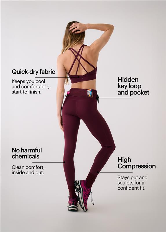 Lolë Action Ankle Leggings in burgundy