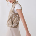 Lolë Aura Vest in beige floral print