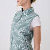 Lolë Aura Vest in sage green floral print