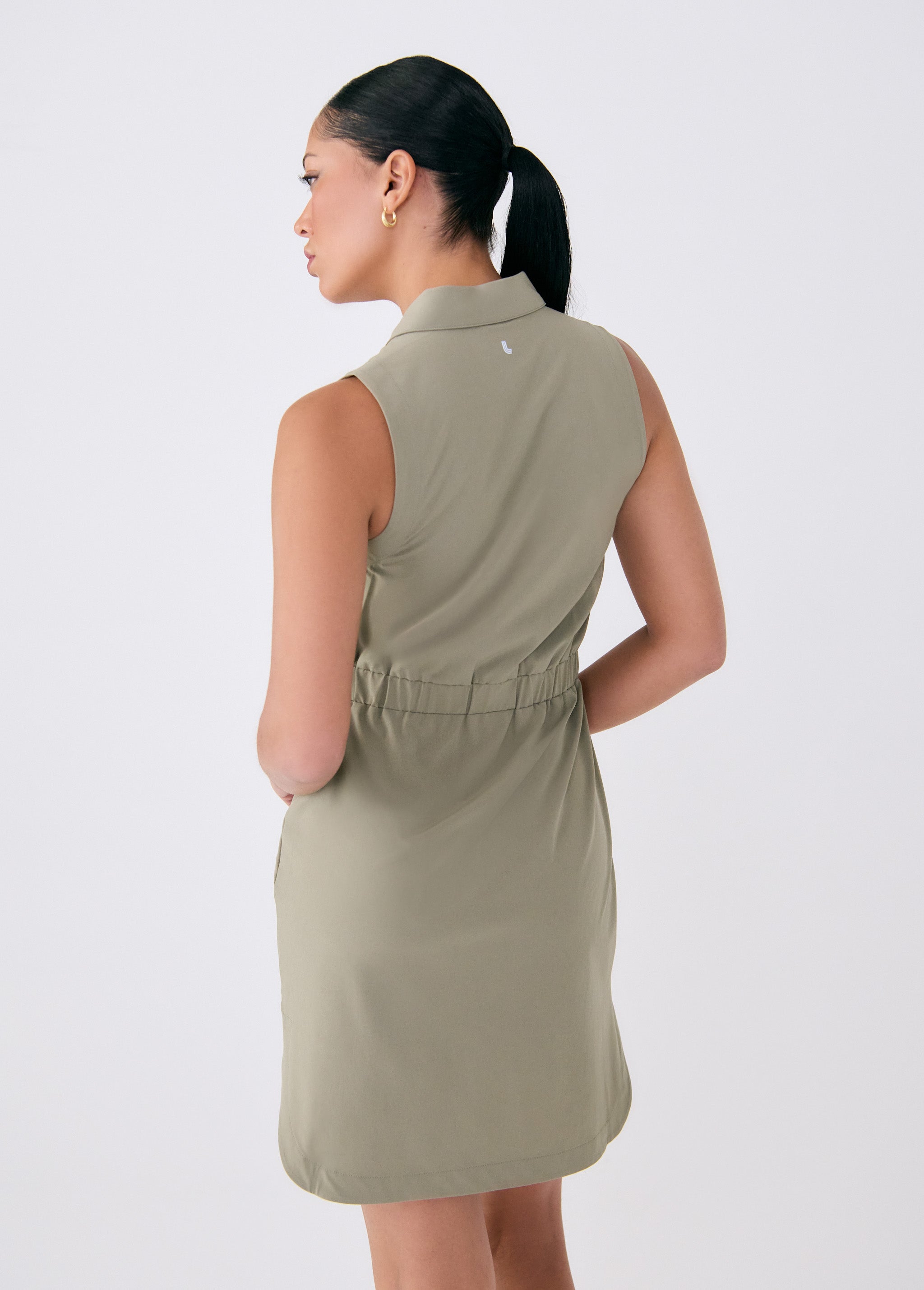 Lolë Olivie Shirt Dress in Hazel sage green