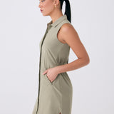 Lolë Olivie Shirt Dress in Hazel sage green