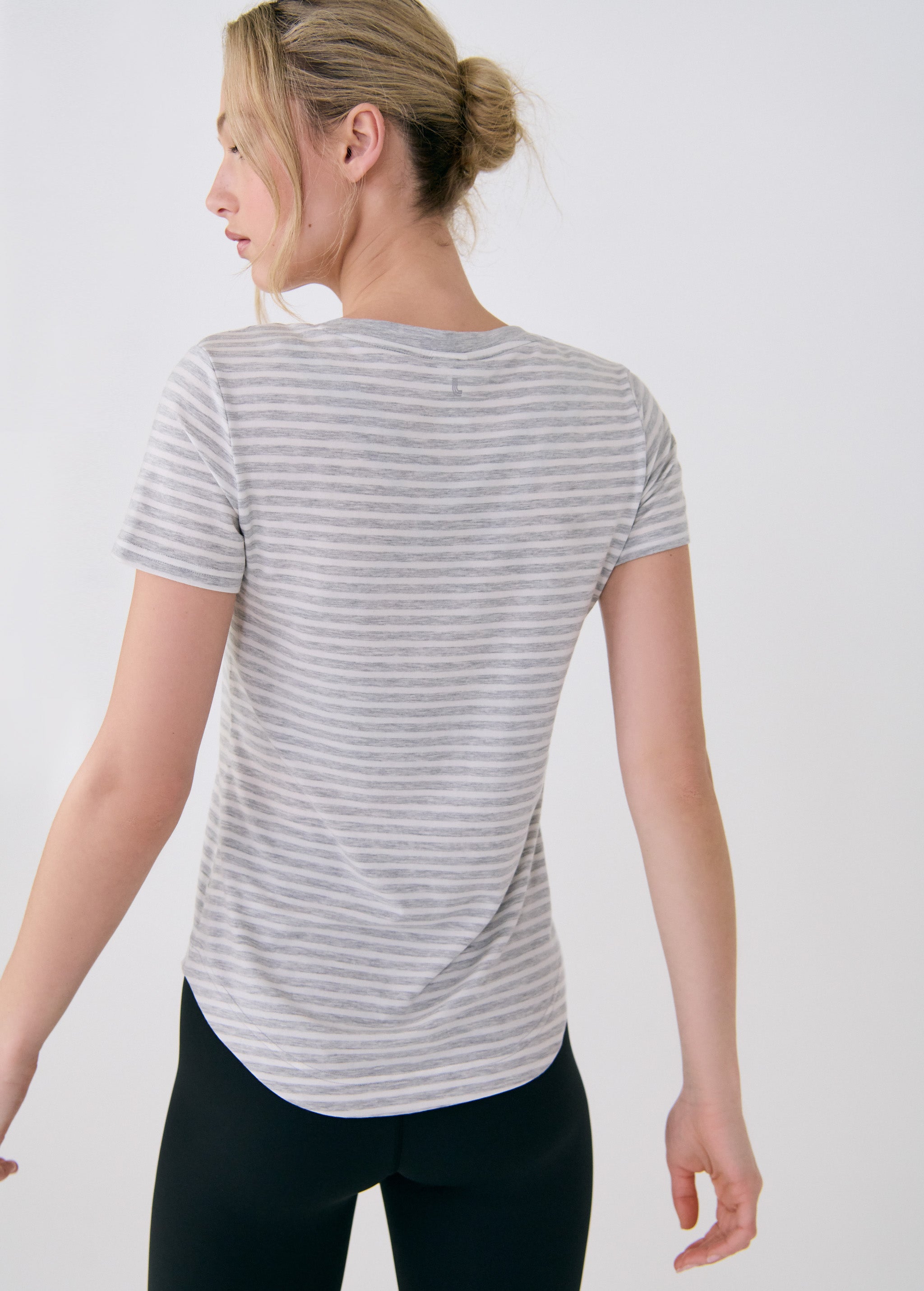 Lolë Dynamic V-neck in grey — this V-neck tee proves that everyday essentials can still feel special