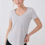 Lolë Dynamic V-neck in grey — this V-neck tee proves that everyday essentials can still feel special