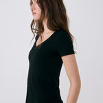 Lolë Dynamic V-neck in black — this V-neck tee proves that everyday essentials can still feel special