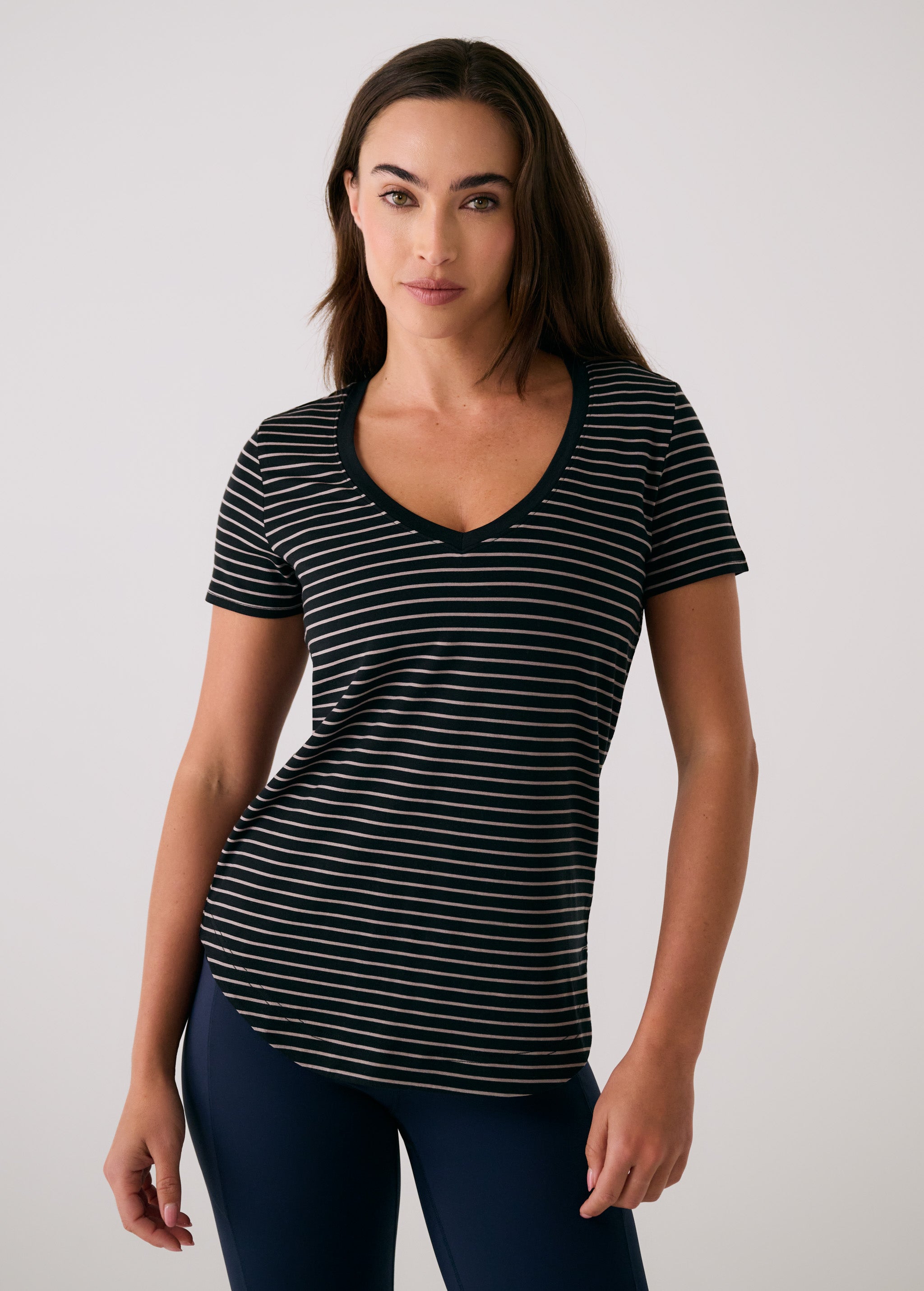 Lolë Dynamic V-neck in black — this V-neck tee proves that everyday essentials can still feel special