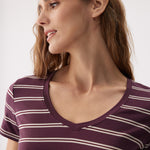 Lolë Dynamic V-neck in purple stripe — this V-neck tee proves that everyday essentials can still feel special