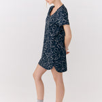 Lolë Olivie V Neck Dress in navy floral print