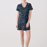 Lolë Olivie V Neck Dress in navy floral print