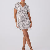 Lolë Olivie V Neck Dress in cream floral print