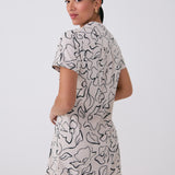 Lolë Olivie V Neck Dress in cream floral print