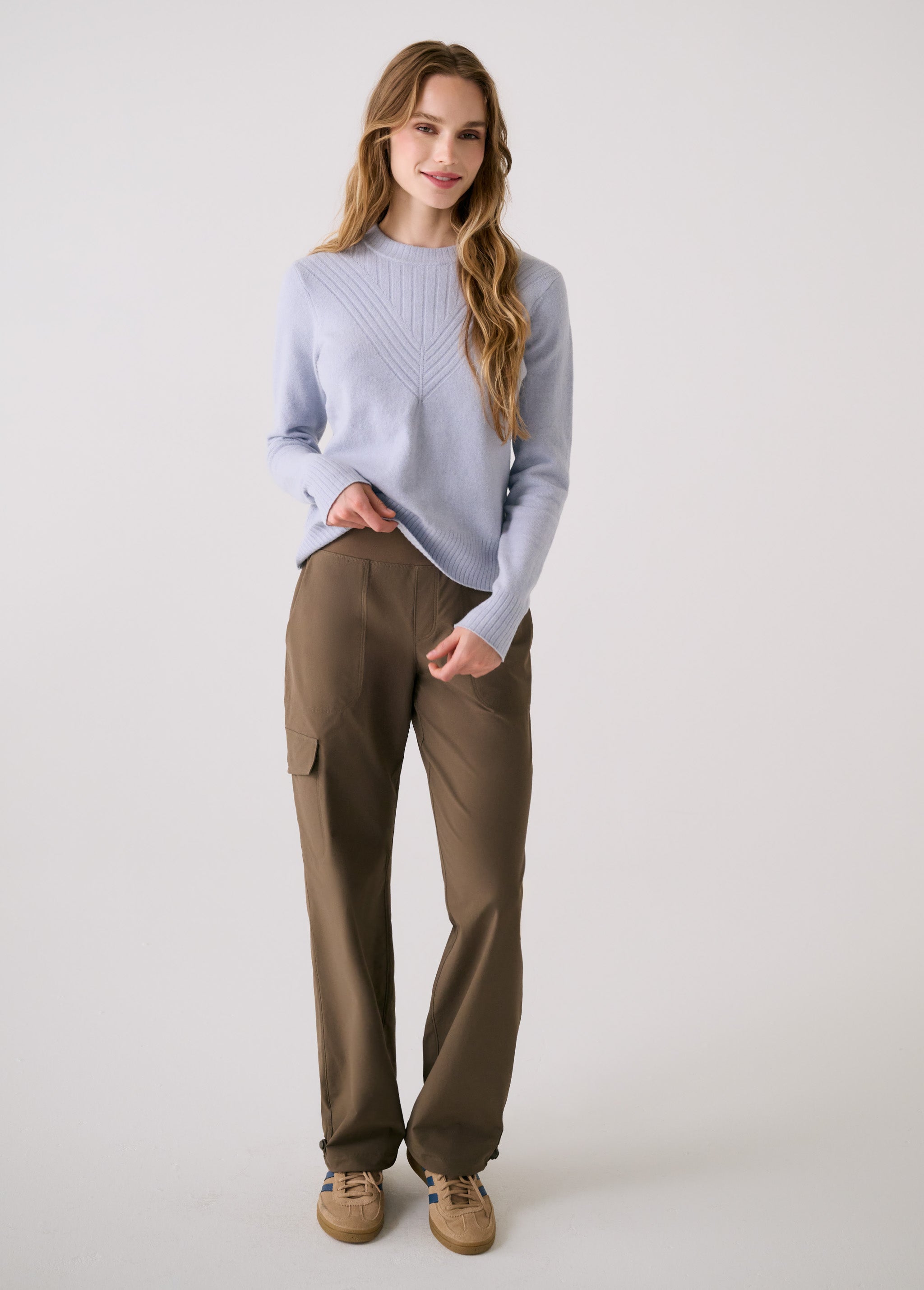 Lolë Camila Crew Neck Sweater in light blue — the Camila Crew Neck is soft, cozy, and perfectly unfussy