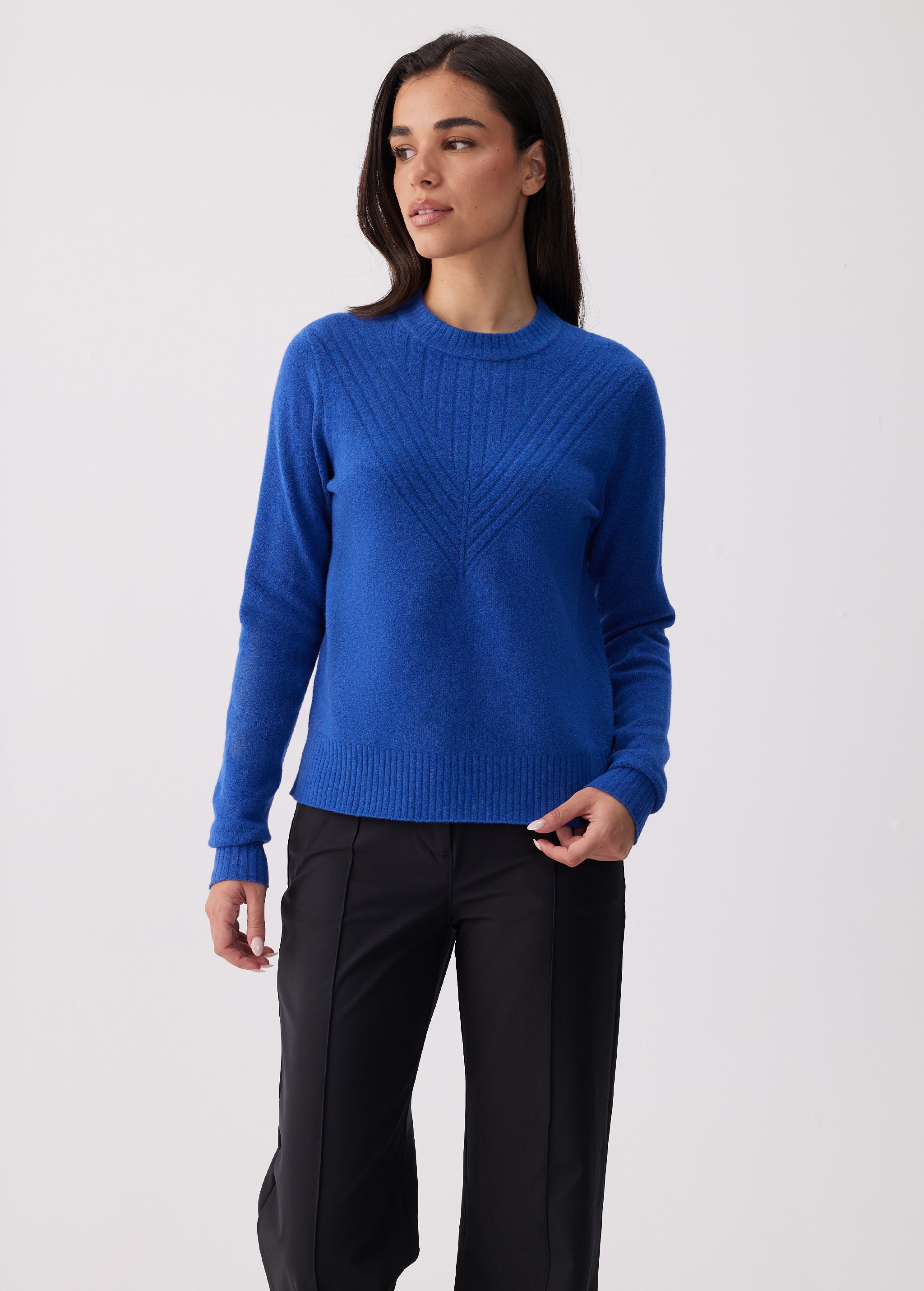Lolë Camila Crew Neck Sweater in Sapphire blue — the Camila Crew Neck is soft, cozy, and perfectly unfussy