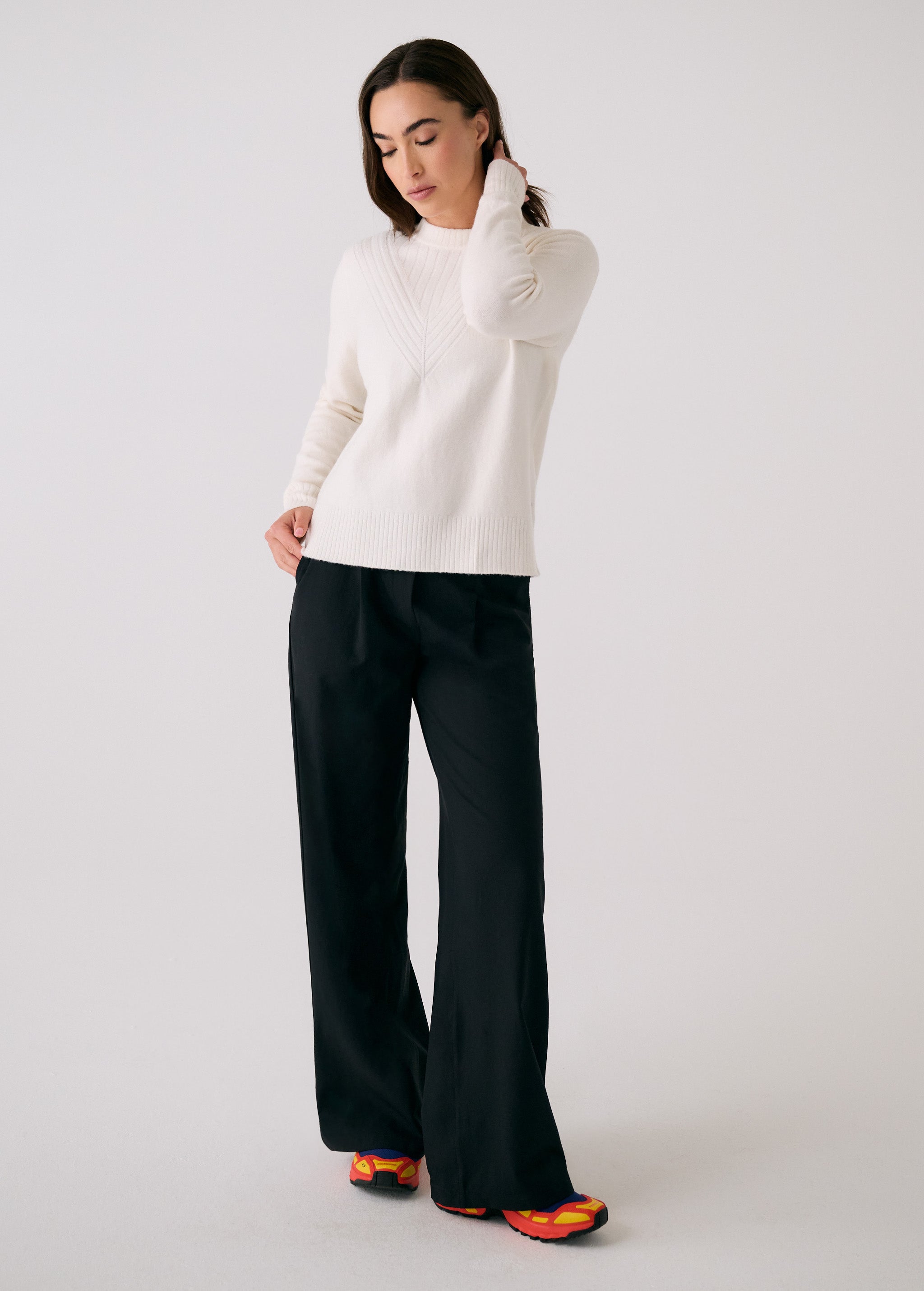 Lolë Camila Crew Neck Sweater in cream — the Camila Crew Neck is soft, cozy, and perfectly unfussy