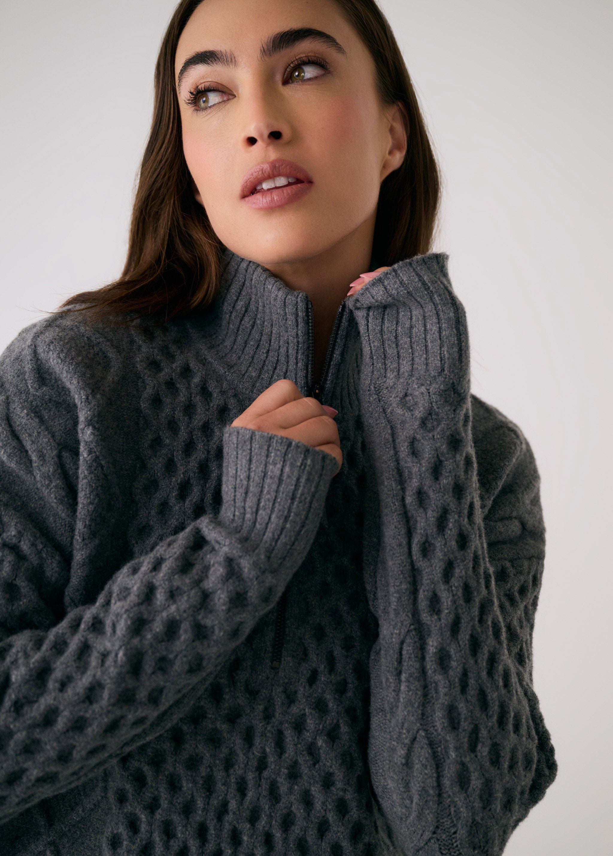 Lolë Camila 1/2 Zip Sweater in grey