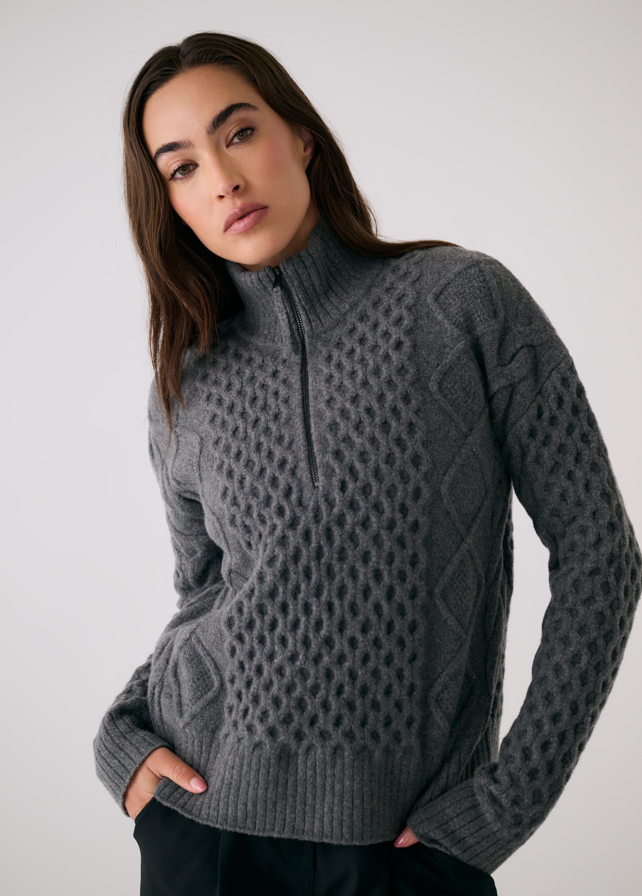 Lolë Camila 1/2 Zip Sweater in grey