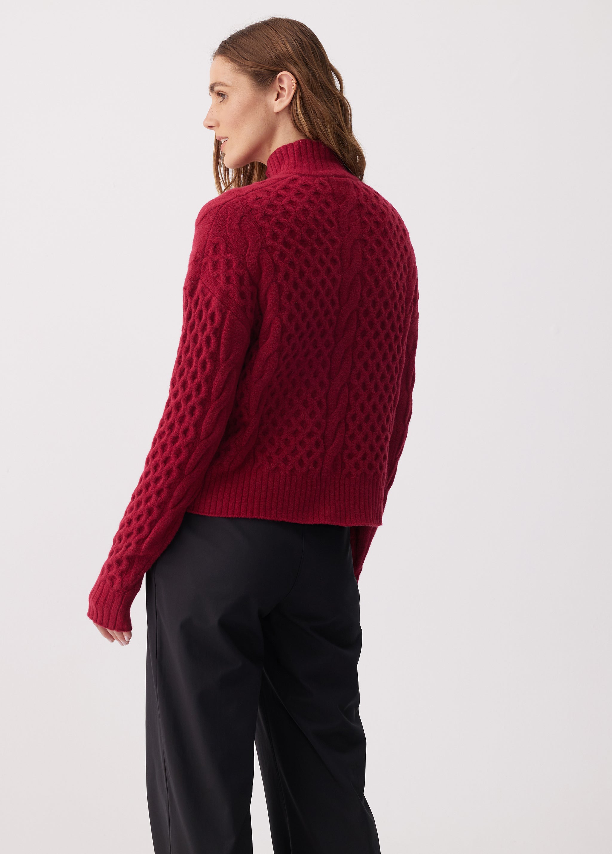 Lolë Camila 1/2 Zip Sweater in Garnet dark red