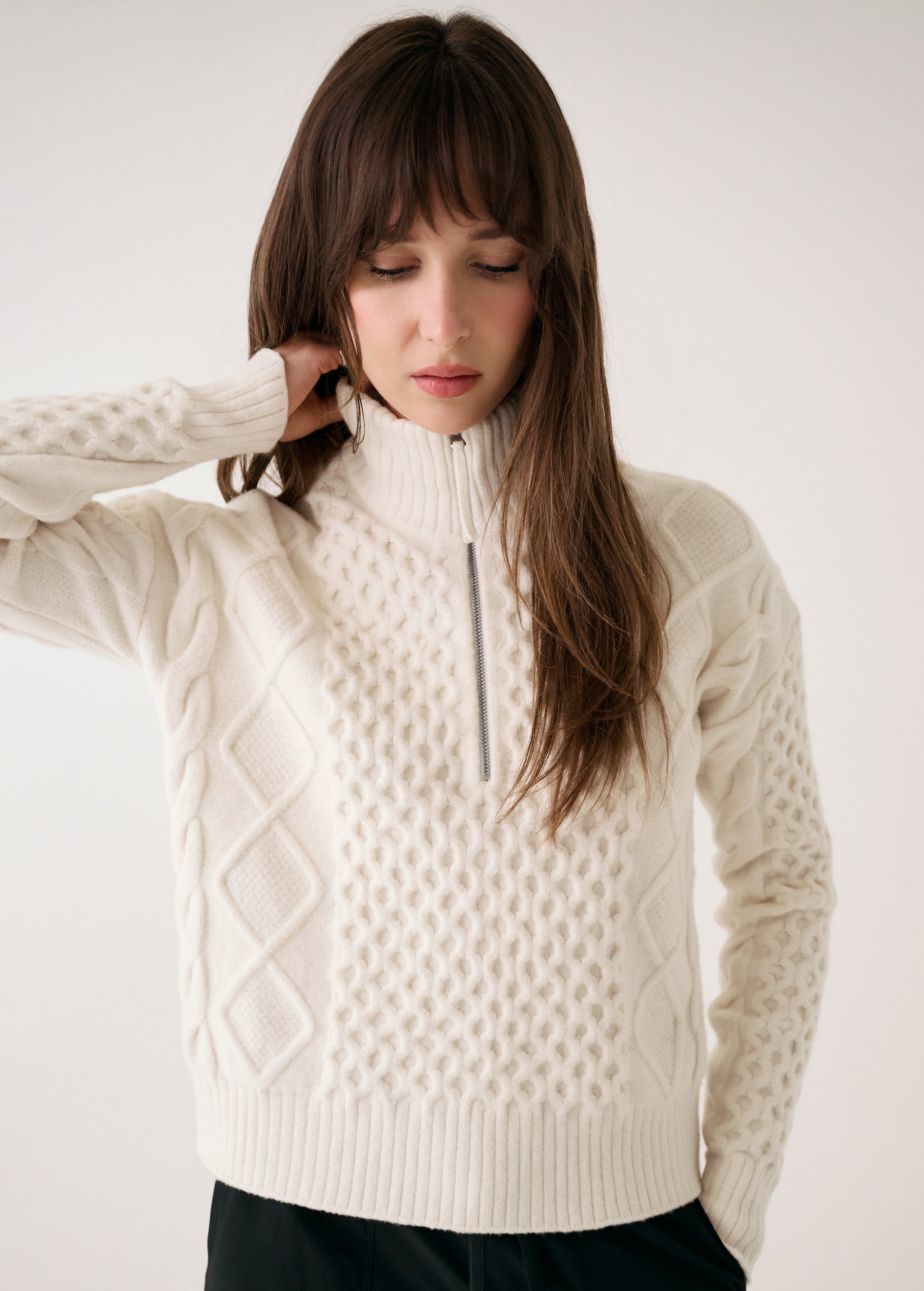 Lolë Camila 1/2 Zip Sweater in cream