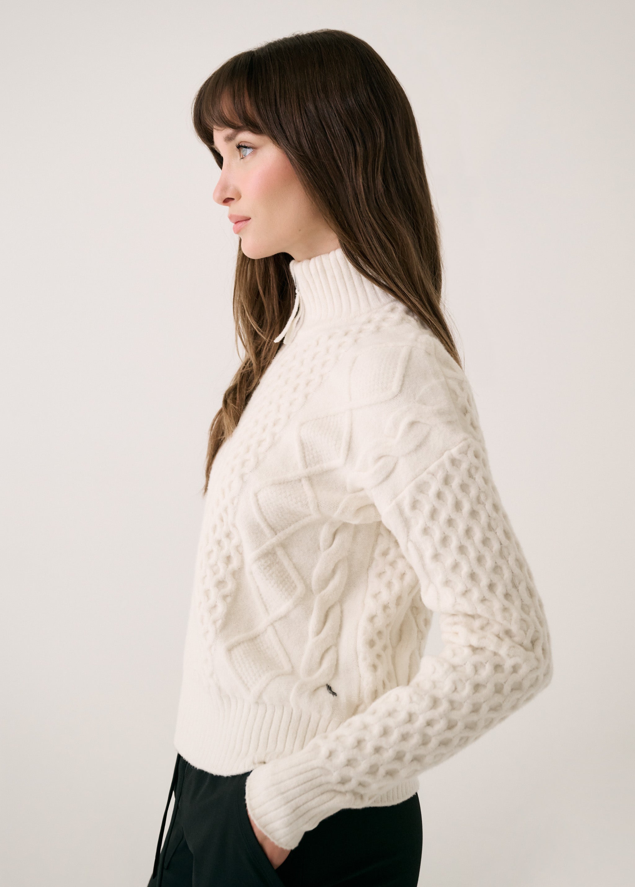 Lolë Camila 1/2 Zip Sweater in cream