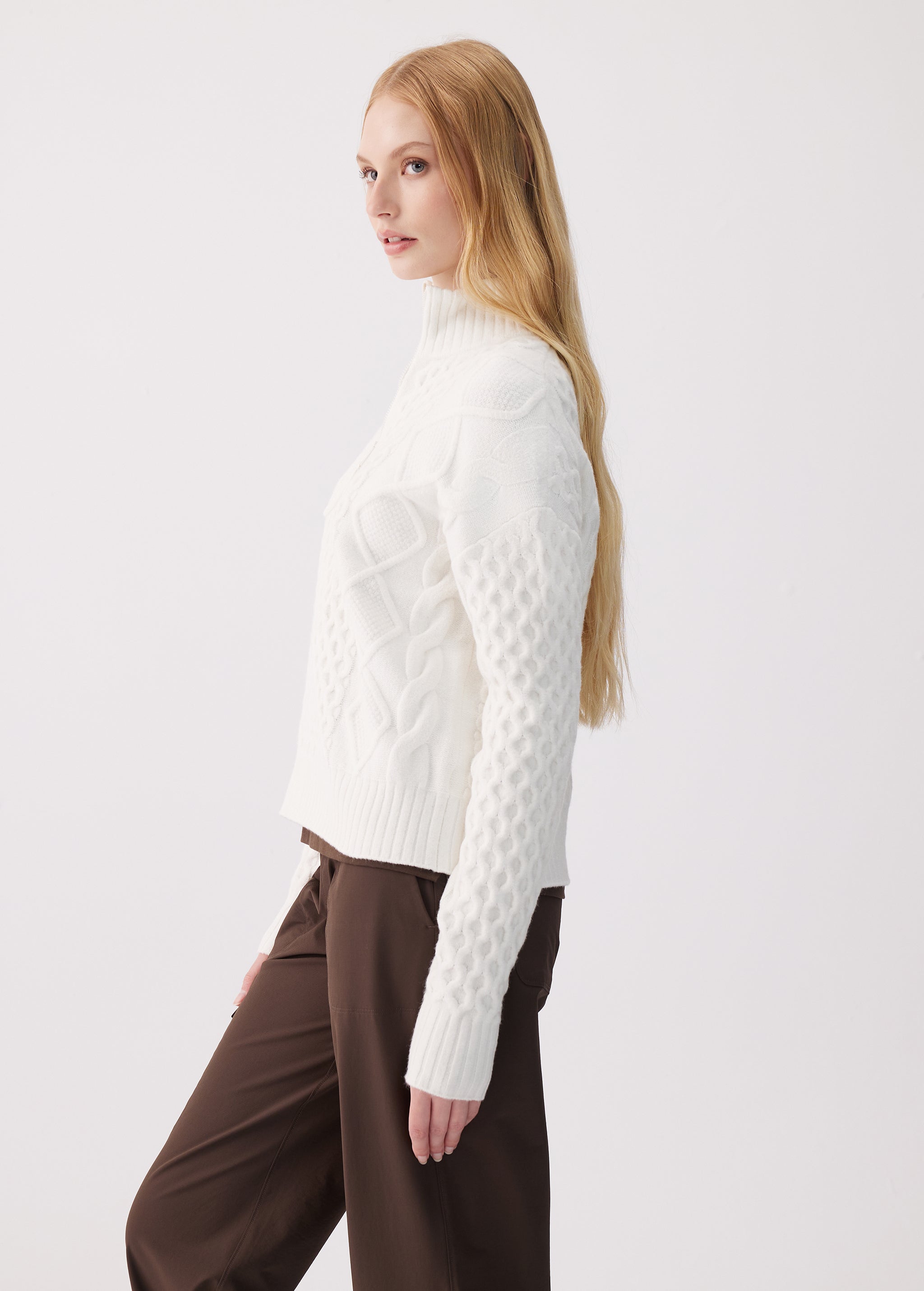 Lolë Camila 1/2 Zip Sweater in Birch cream
