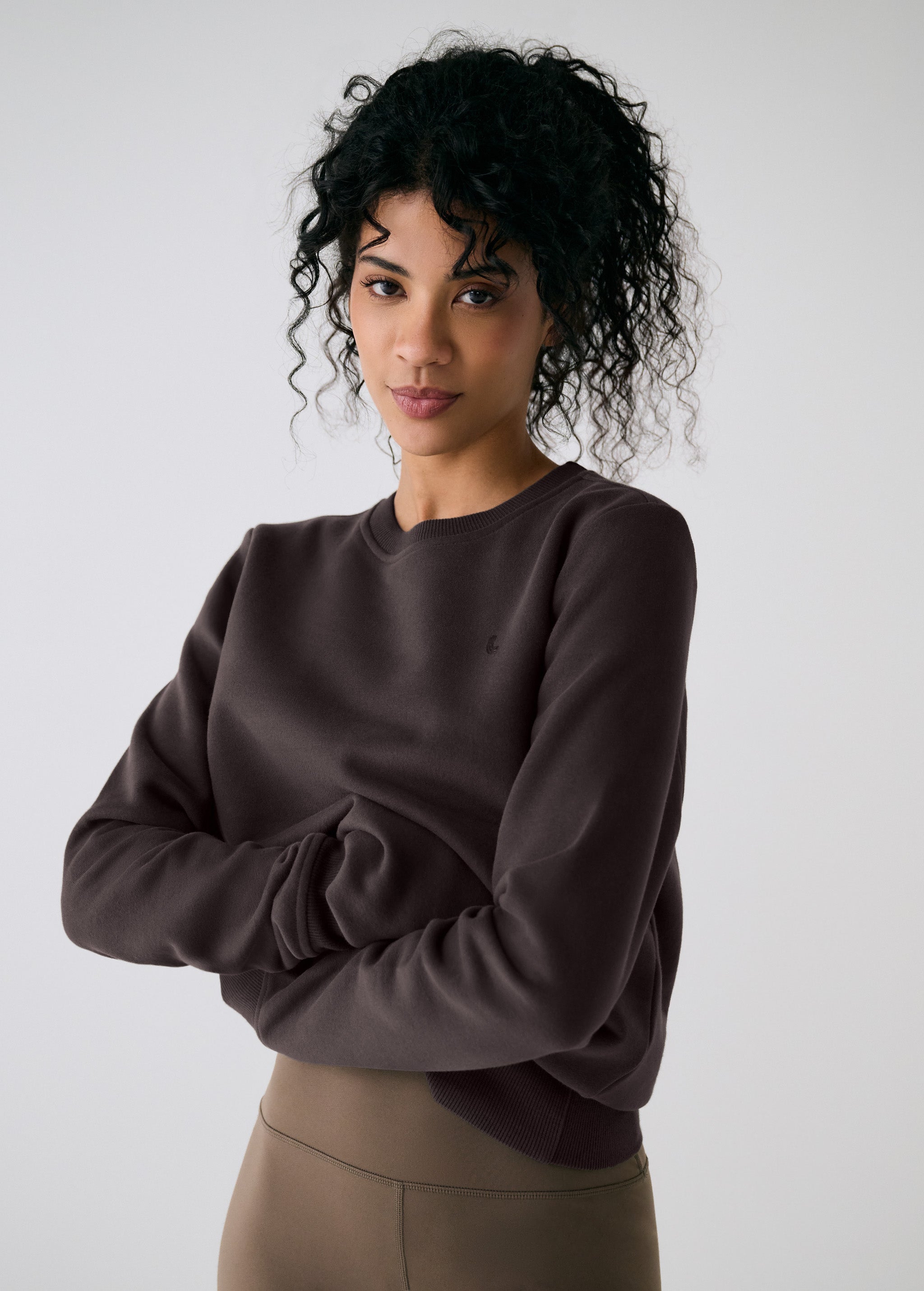 Lolë Icone Crew Neck Pullover in Java dark brown