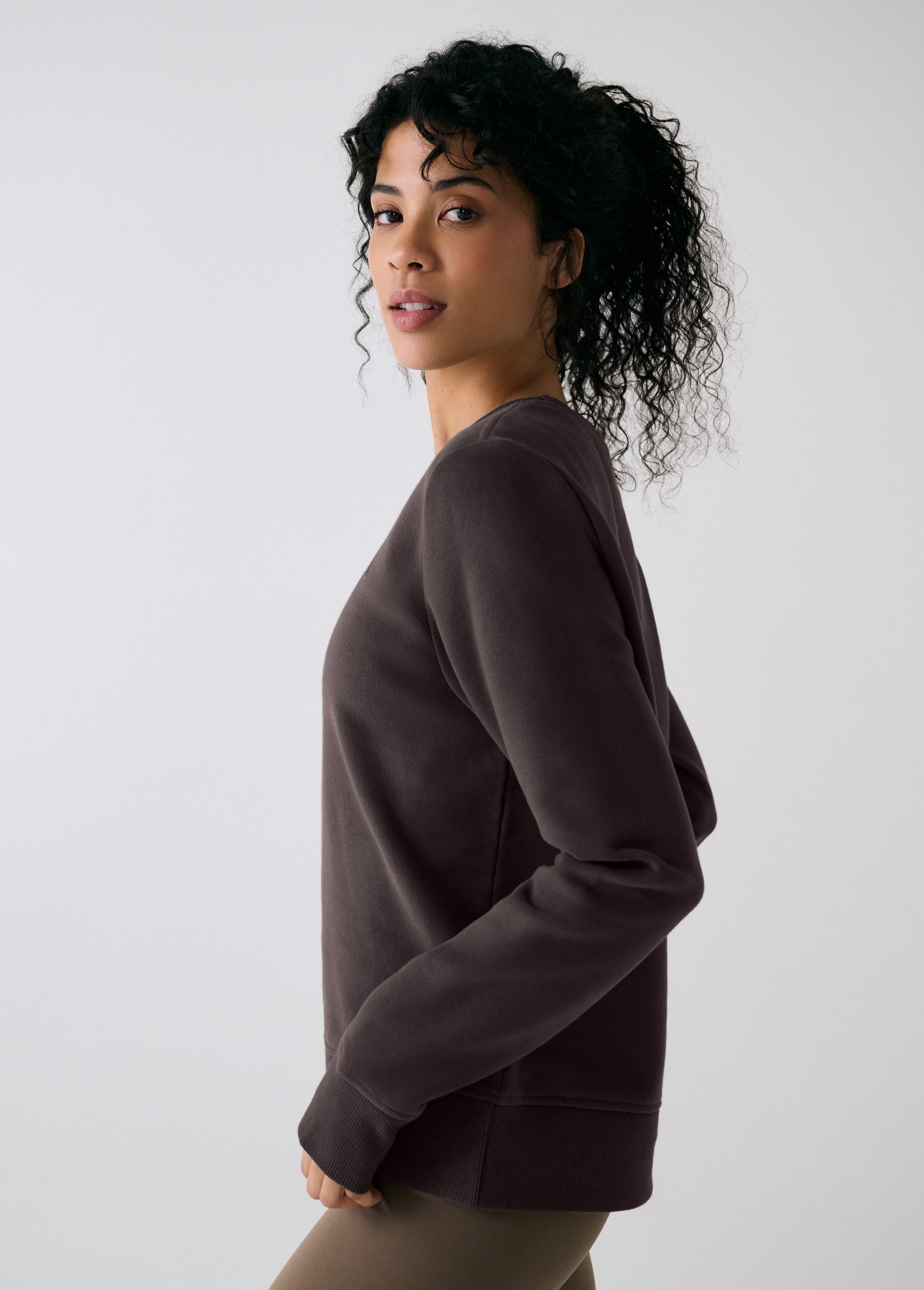 Lolë Icone Crew Neck Pullover in Java dark brown