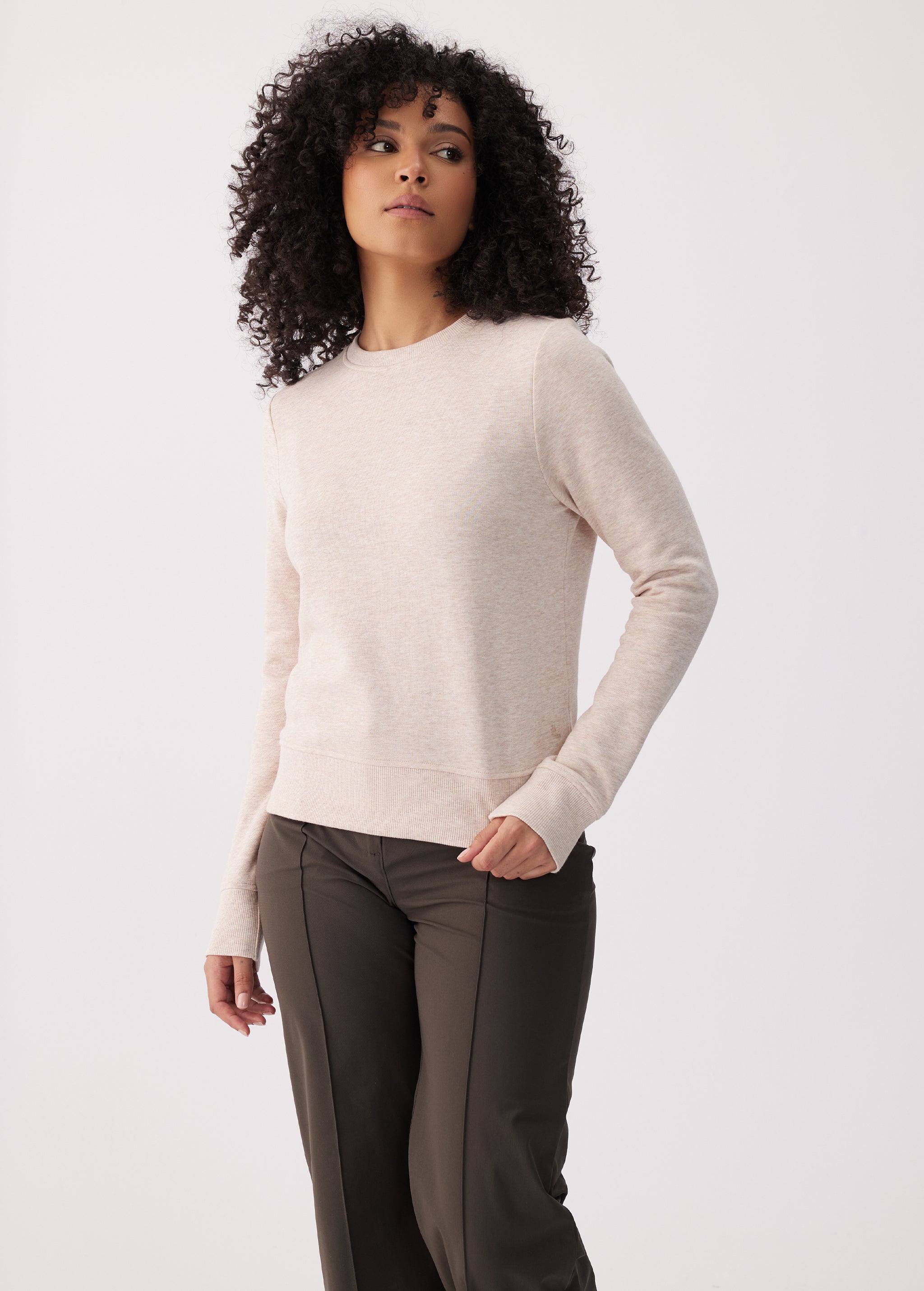 Lolë Icone Crew Neck Pullover in cream