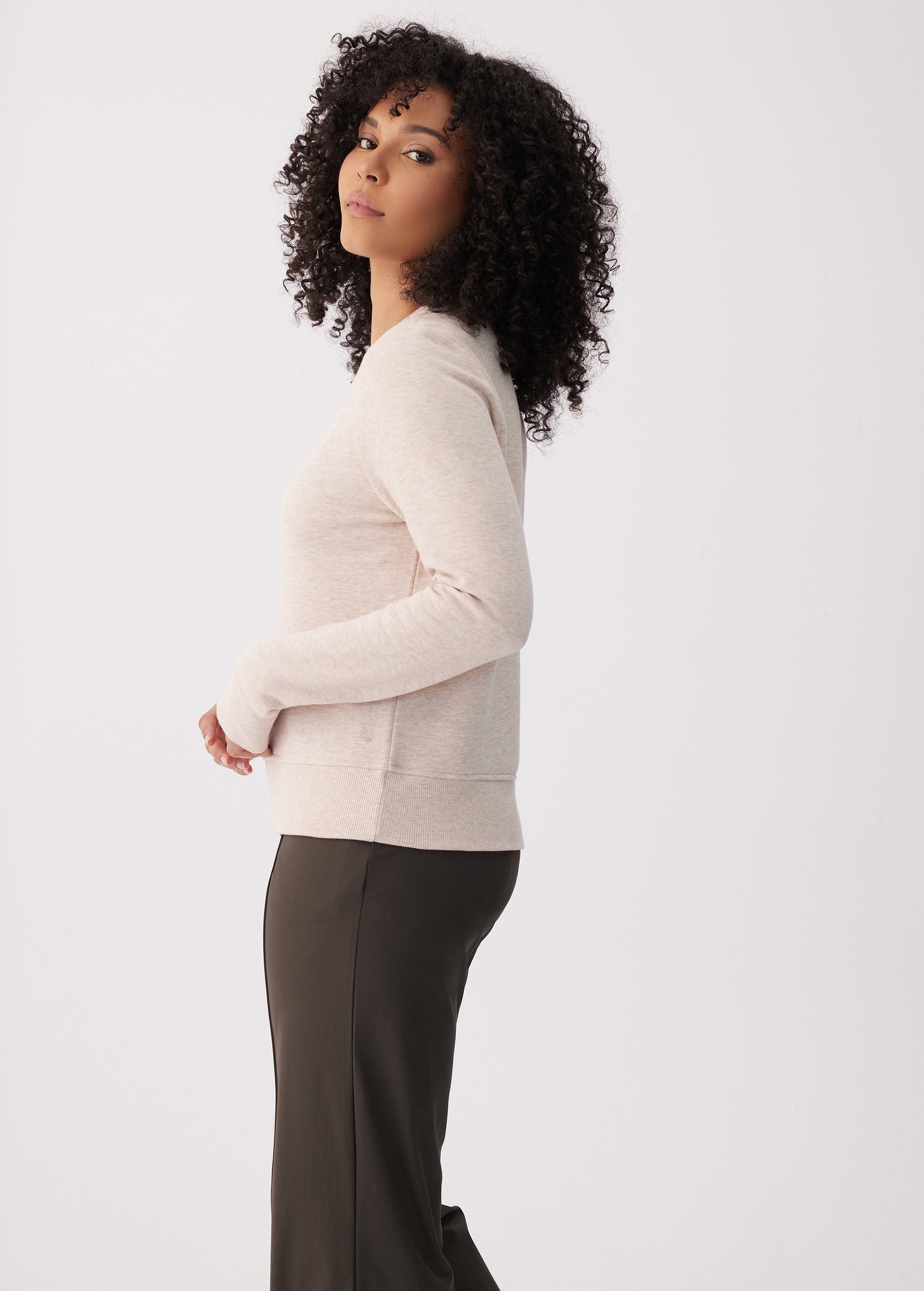 Lolë Icone Crew Neck Pullover in cream
