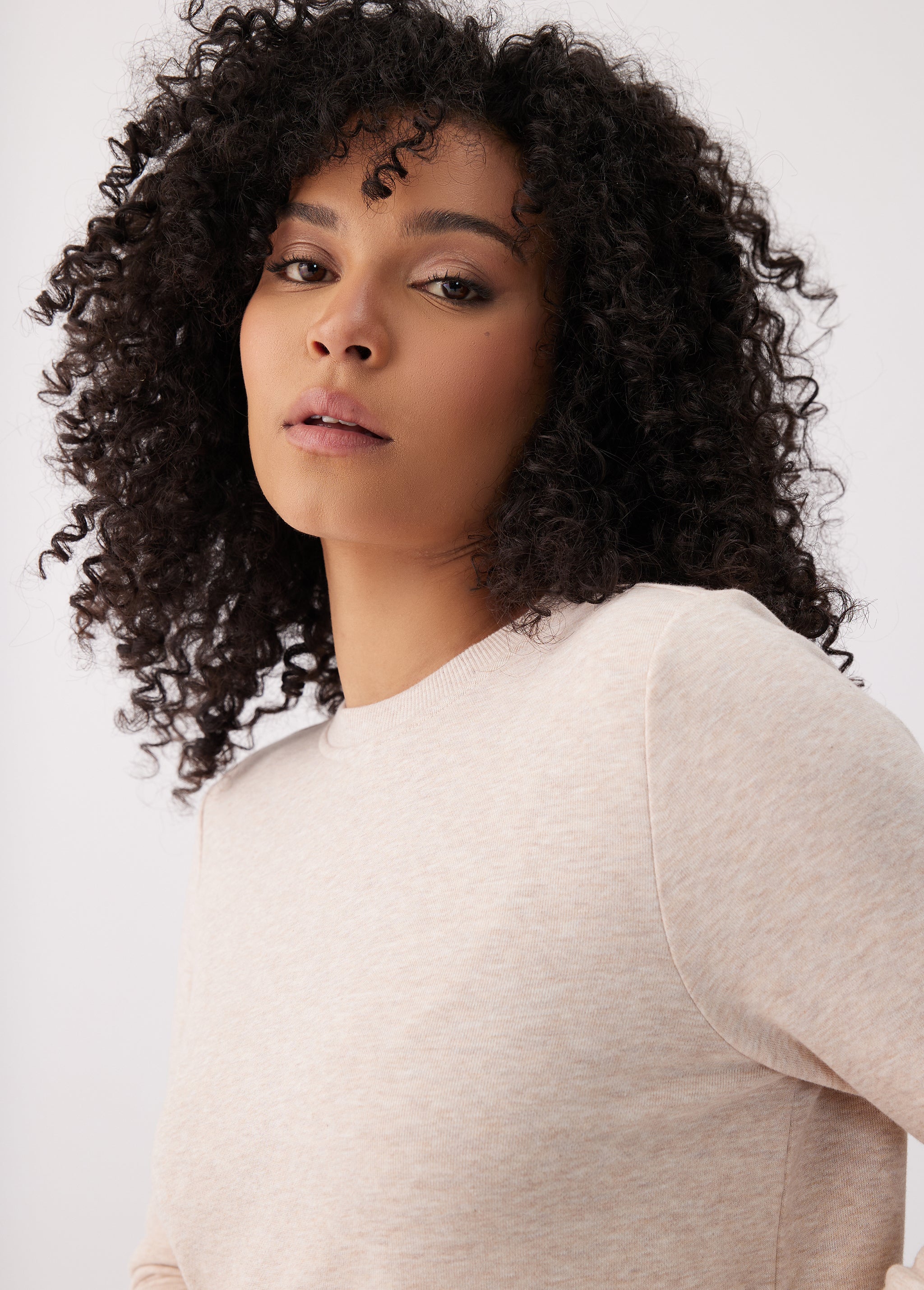 Lolë Icone Crew Neck Pullover in cream