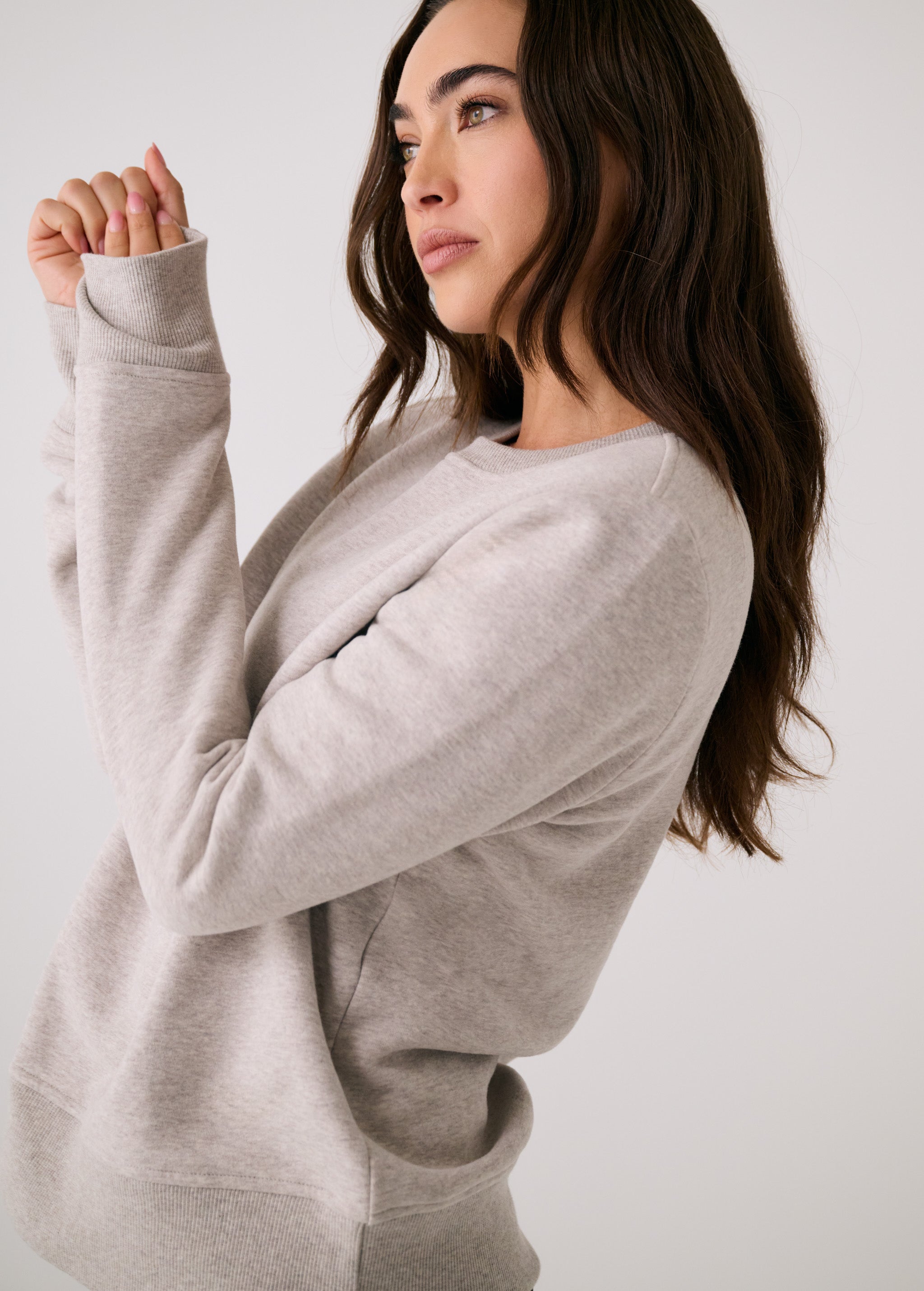 Lolë Icone Crew Neck Pullover in light grey